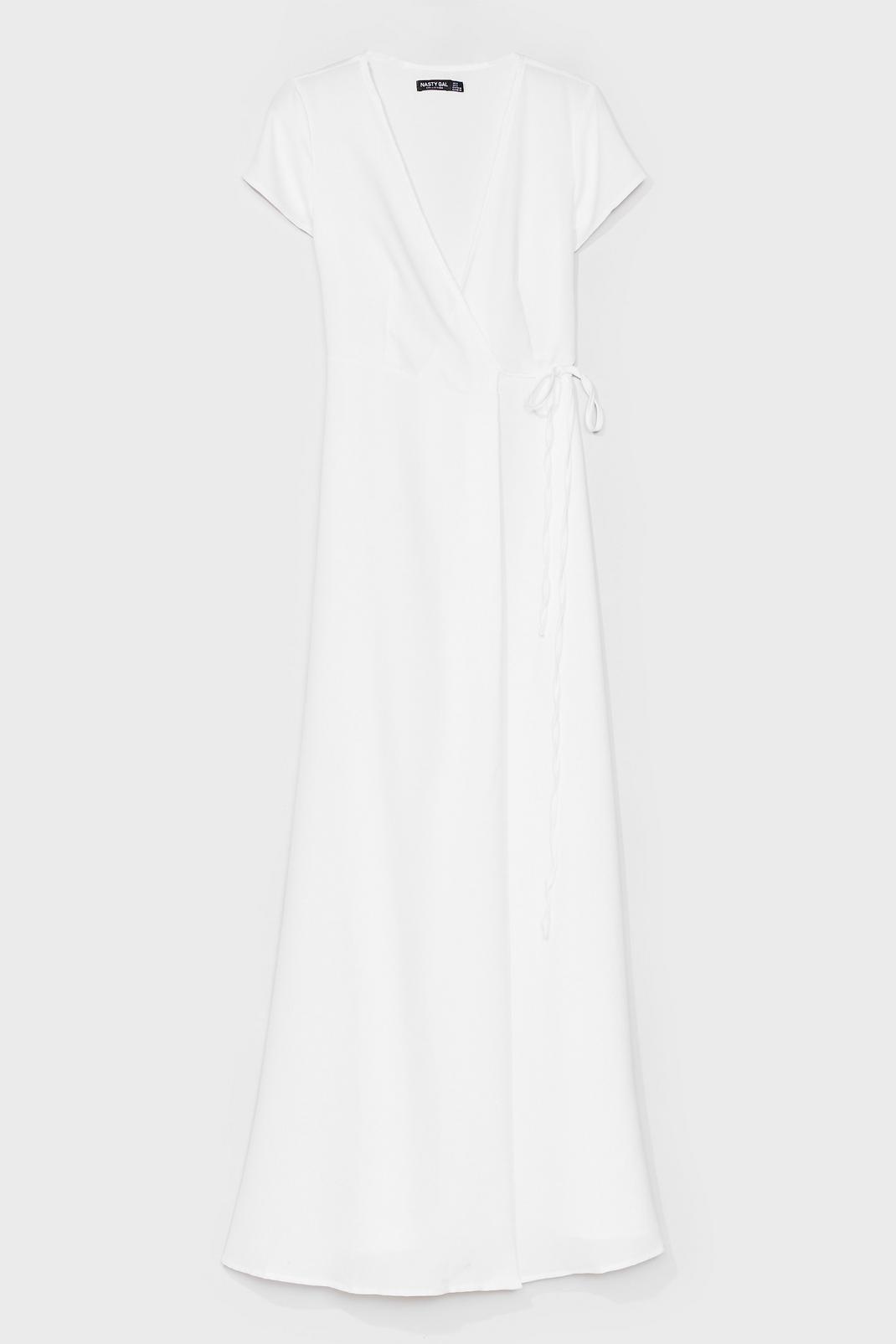 Robe longue portefeuille à col V, White image number 1