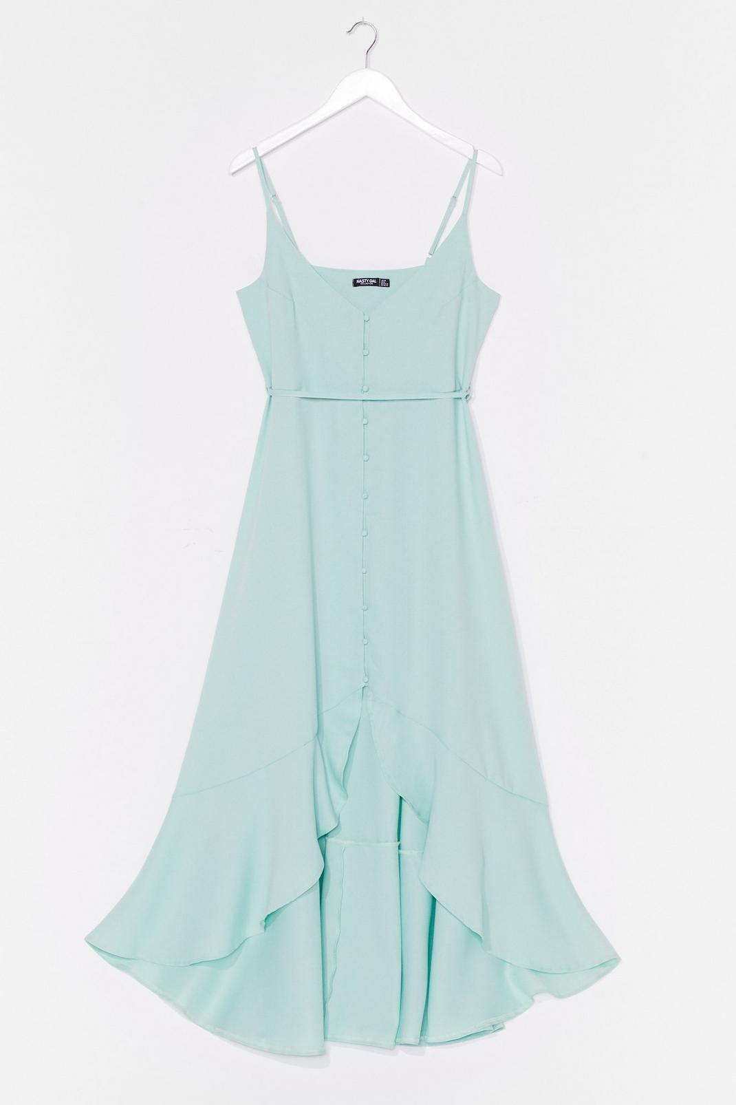 Sage Flowy Belted Button Down Midi Dress image number 1