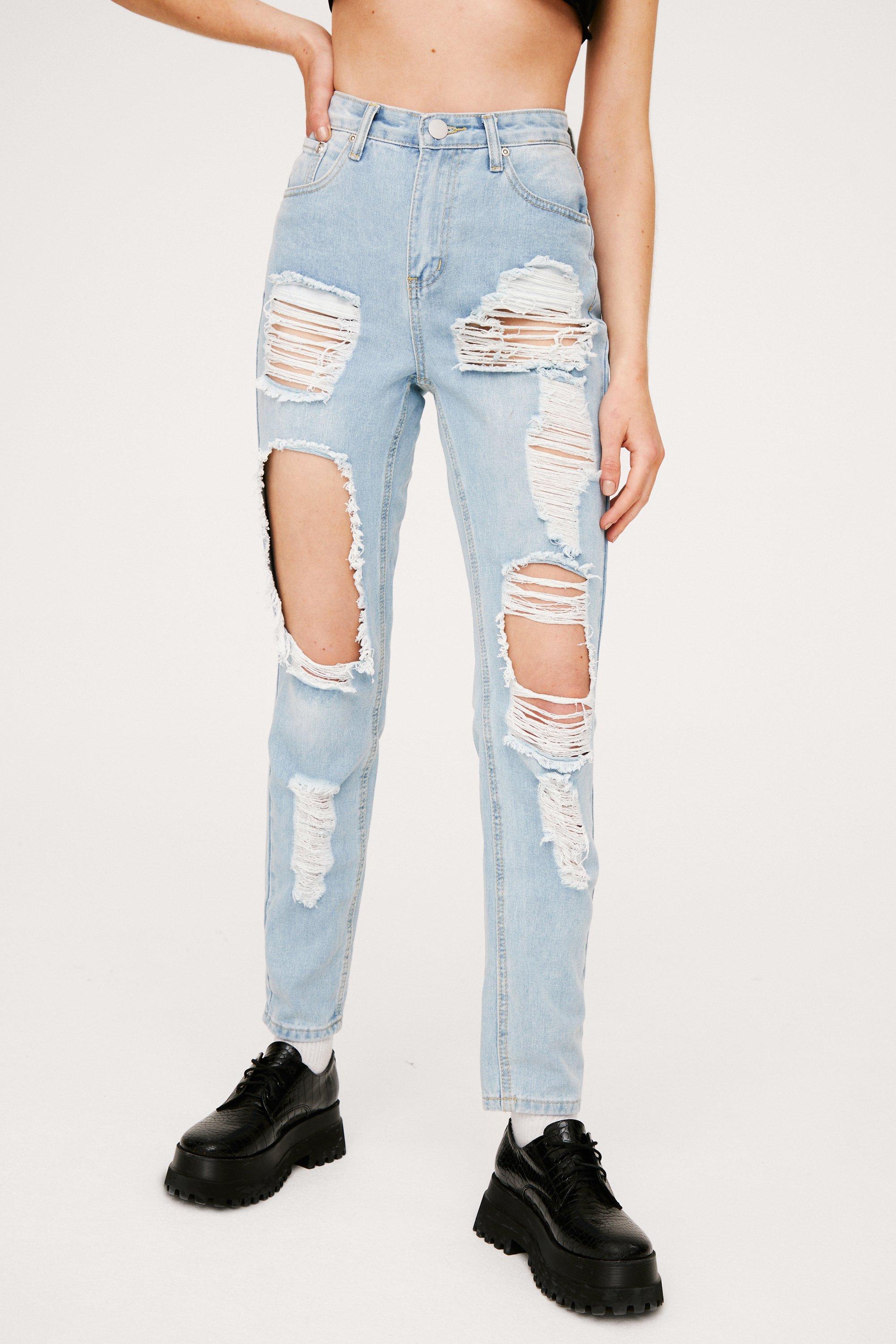 ripped distressed mom jeans