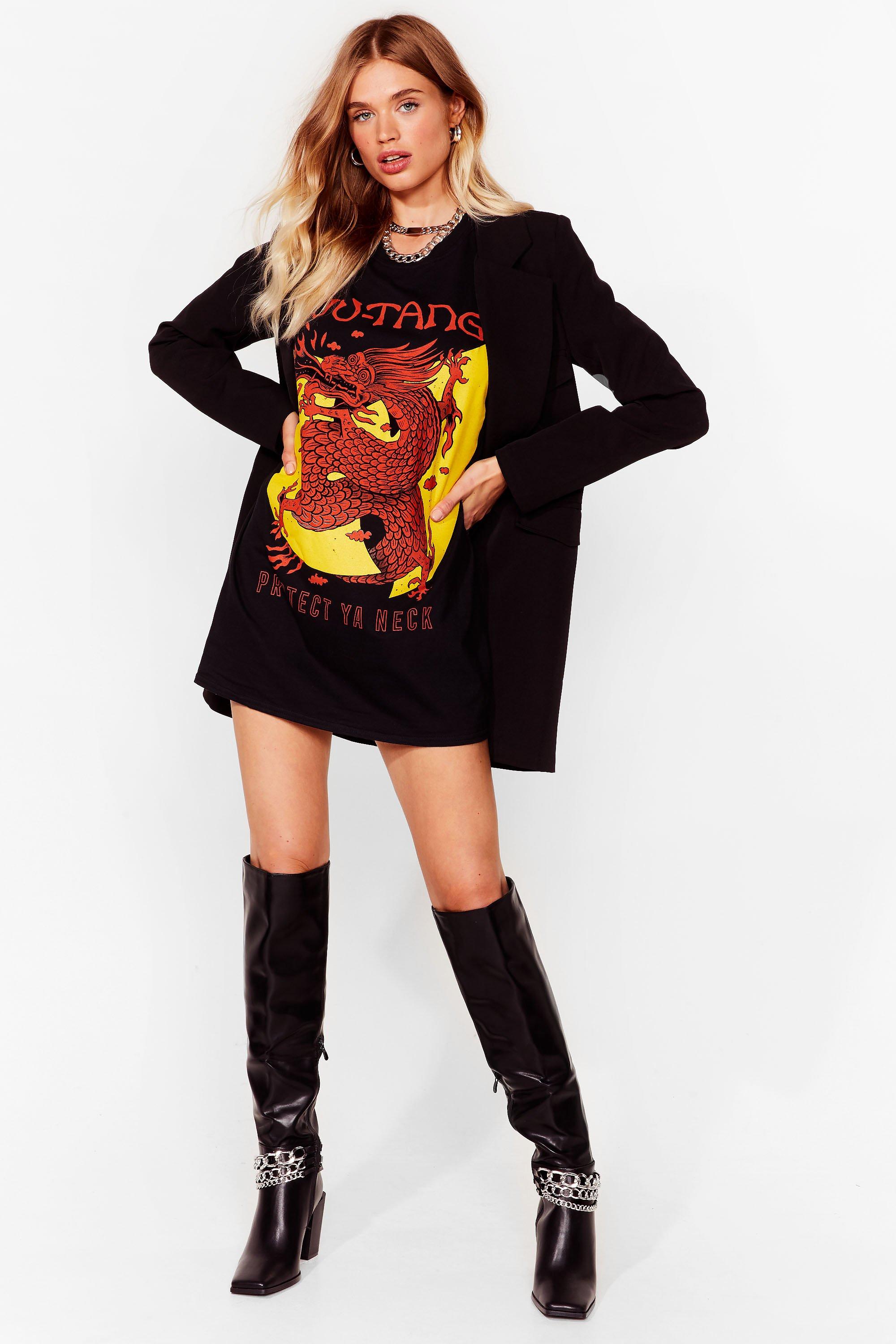 WUTANG ACID WASH T-SHIRT DRESS