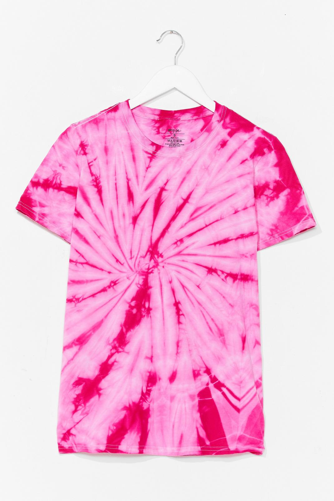 T-shirt ample effet tie dye Tu m'en-tie le cœur, Pink image number 1