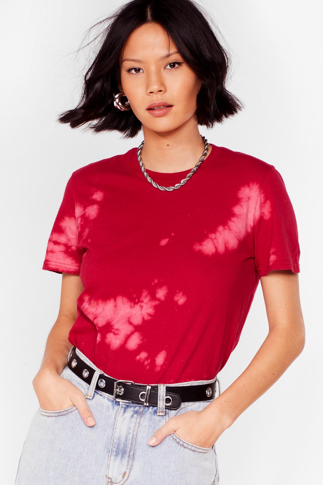 Red Short Sleeve Tie Dye Relaxed T-Shirt image number 1