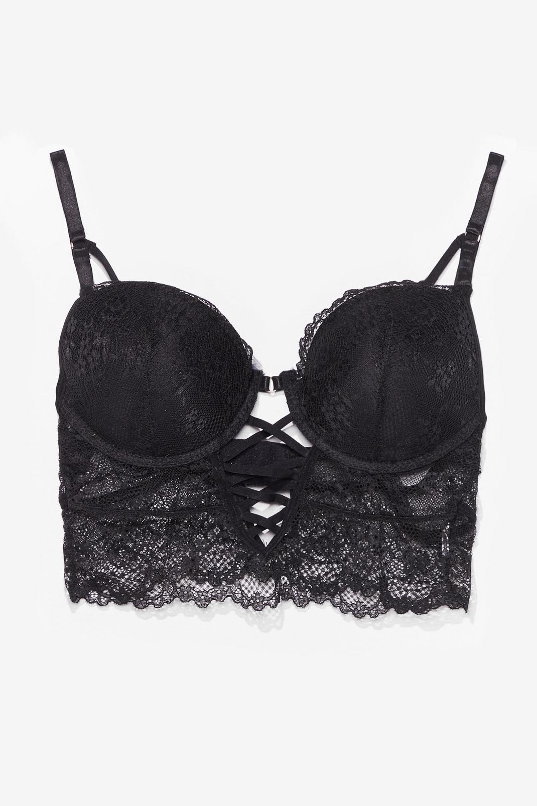 Black It's Cup to You Lace-Up Padded Bralette image number 1