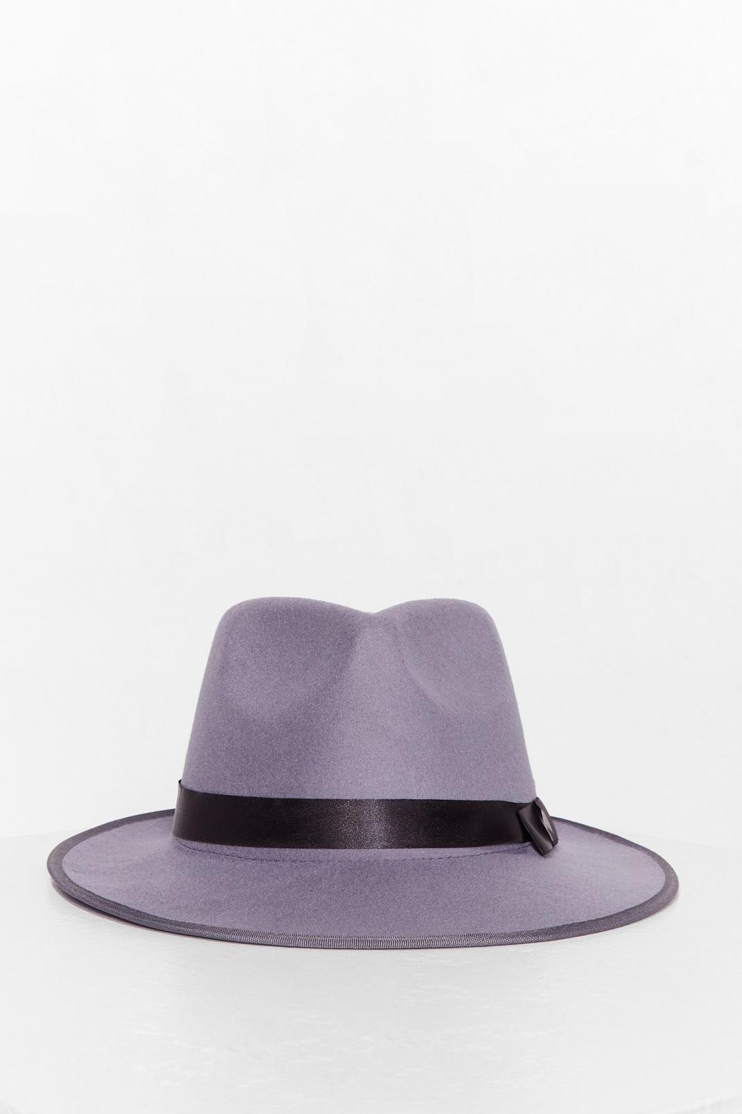 Stone Faux Wool Wide Brim Fedora Hat image number 1