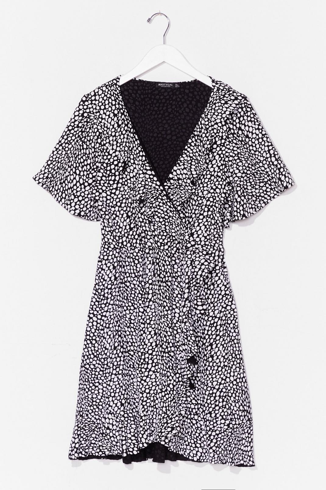 Black Plus Size Dalmatian Mini Wrap Dress image number 1