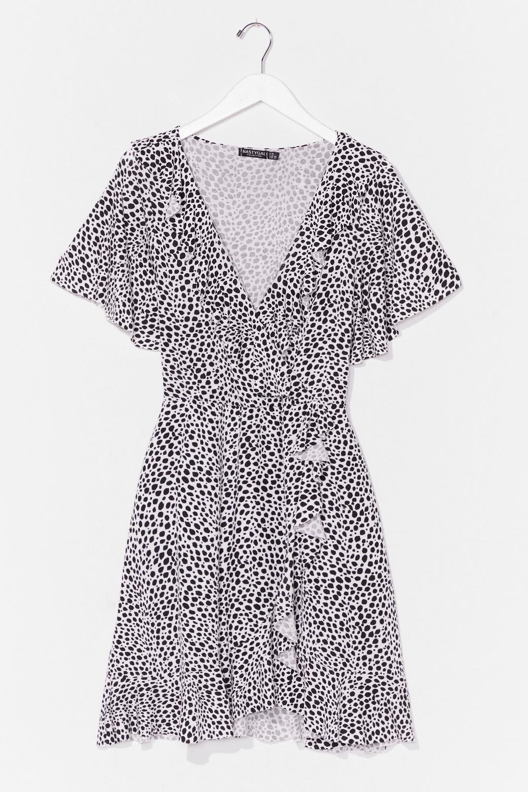 White Plus Size Dalmatian Mini Wrap Dress image number 1