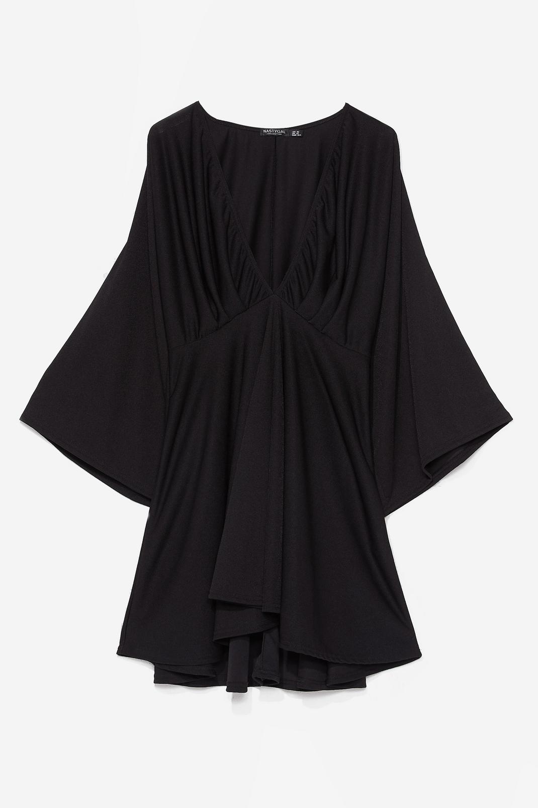 Black Plus Size Batwing Sleeve Skater Dress image number 1