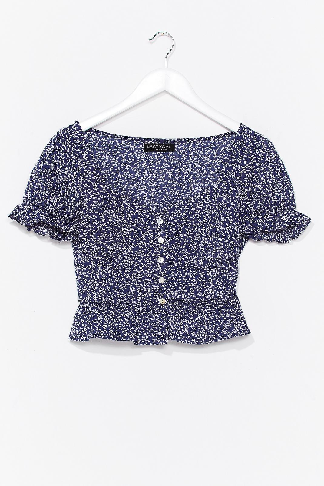 Navy Sew You Floral Button-Down Blouse image number 1