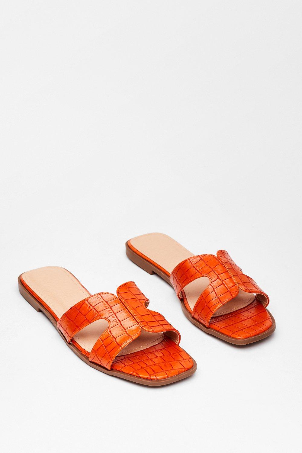 orange flat sandals