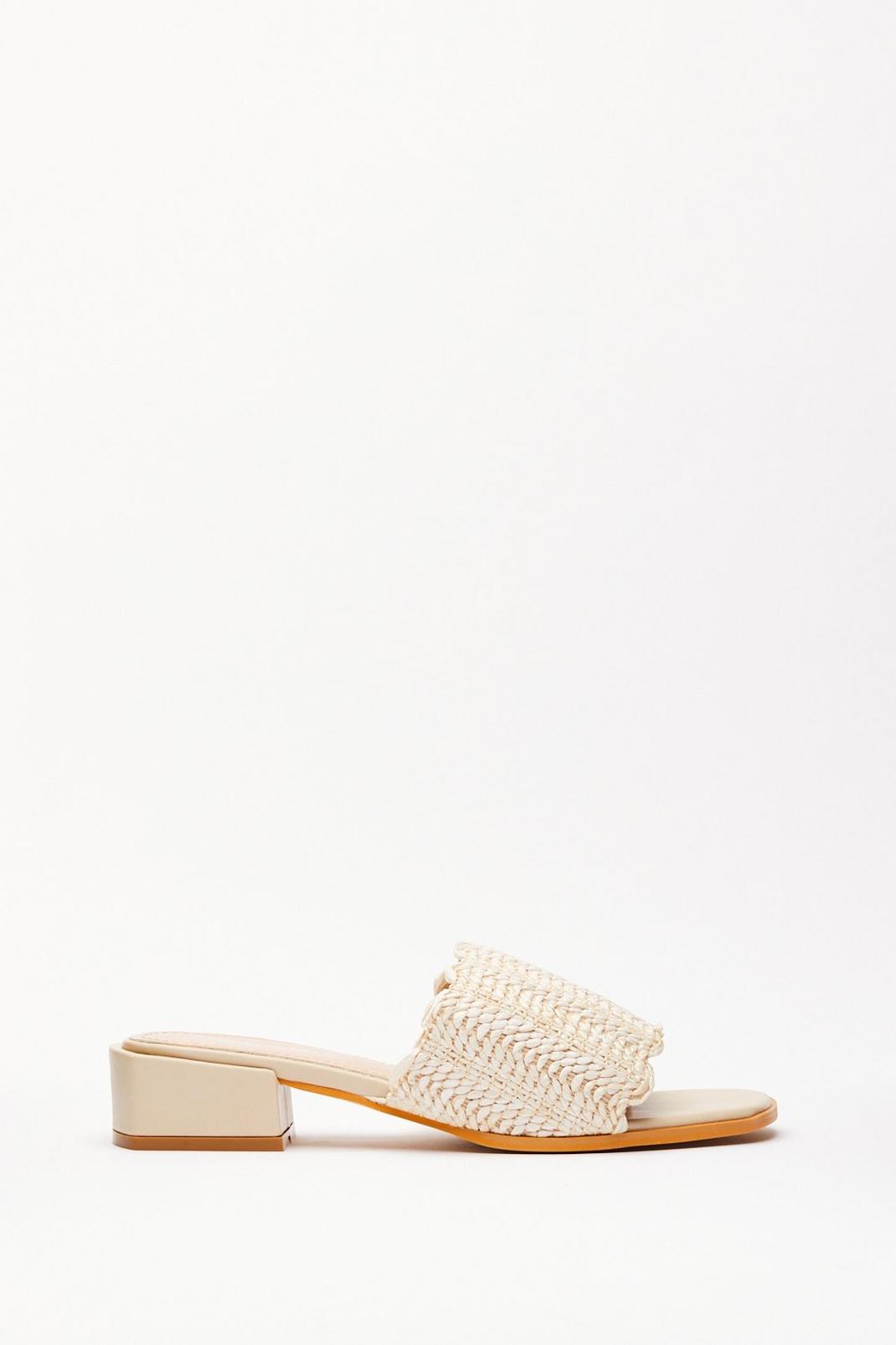 Woven Scallop Edge Mule Sandals, Beige image number 1