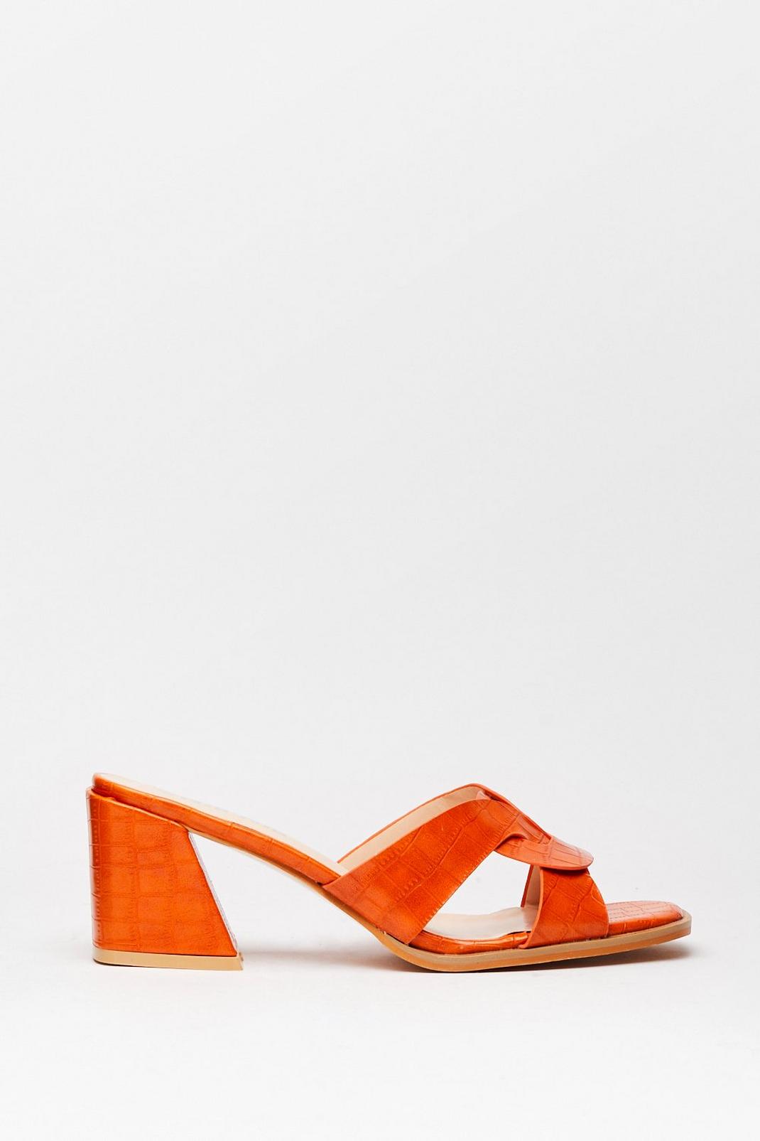 Play Flare Croc Heeled Mules image number 1