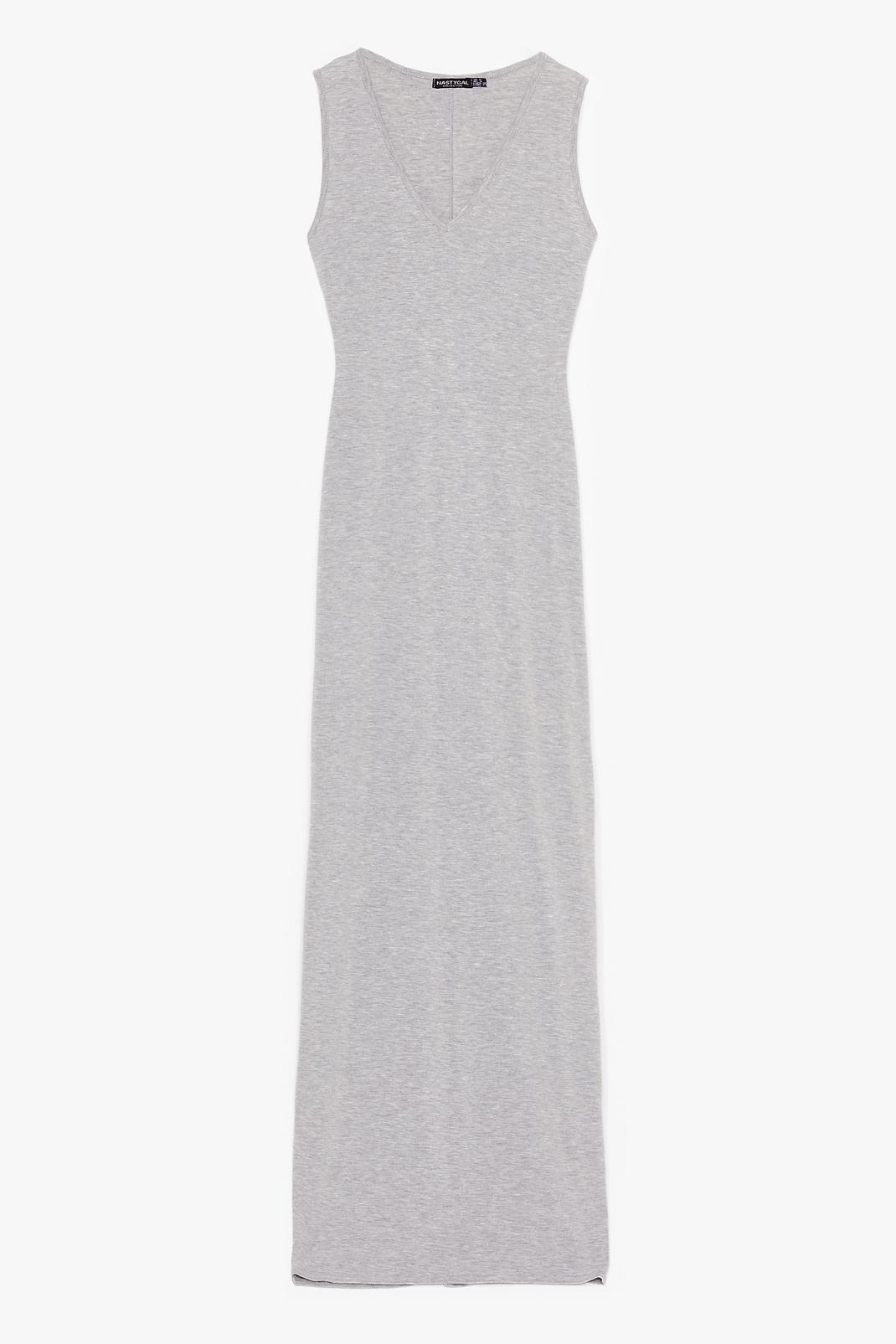 Grey V Neck Relaxed Midaxi Dress image number 1