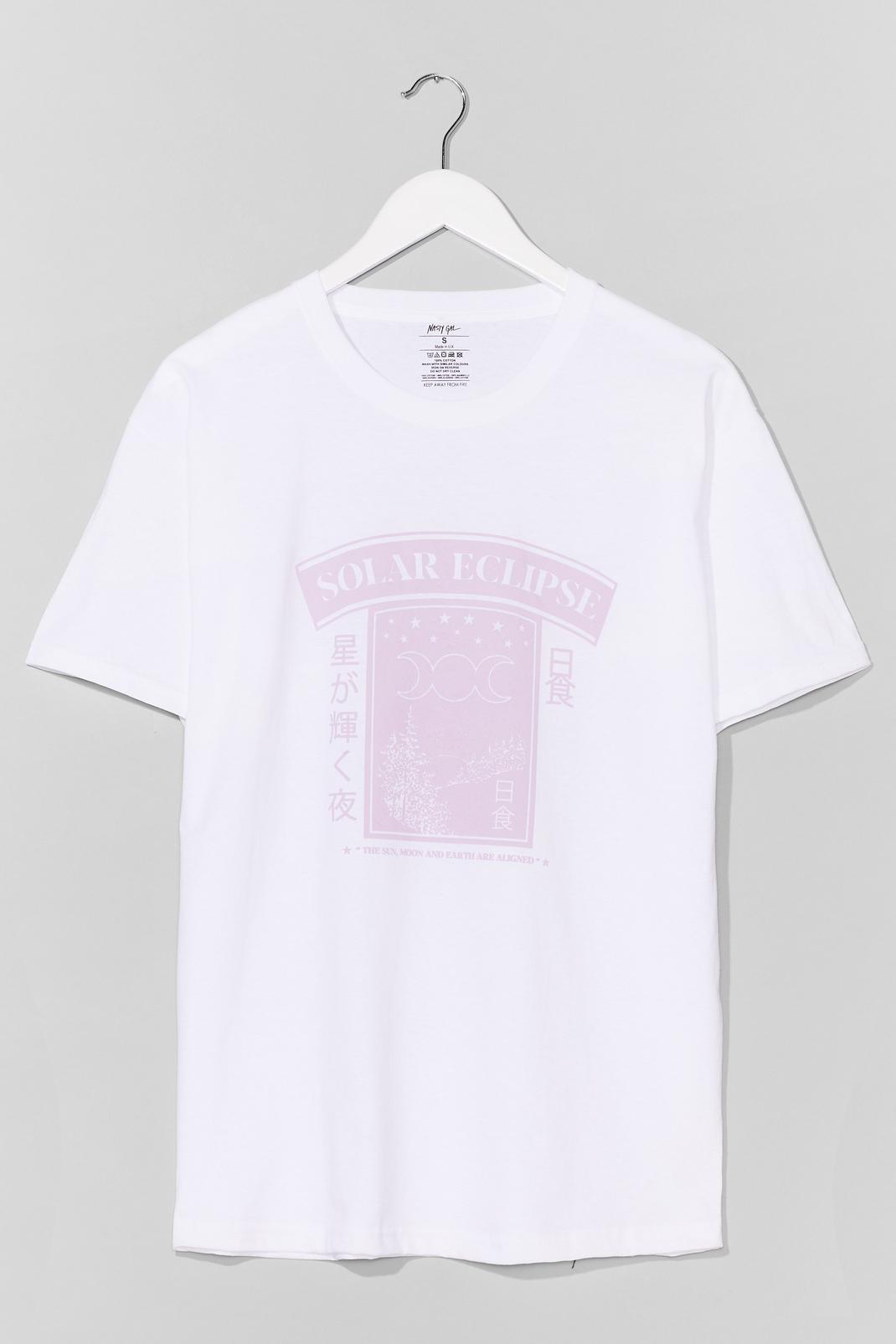T-shirt ample à impressions et slogan Solar Eclipse, White image number 1