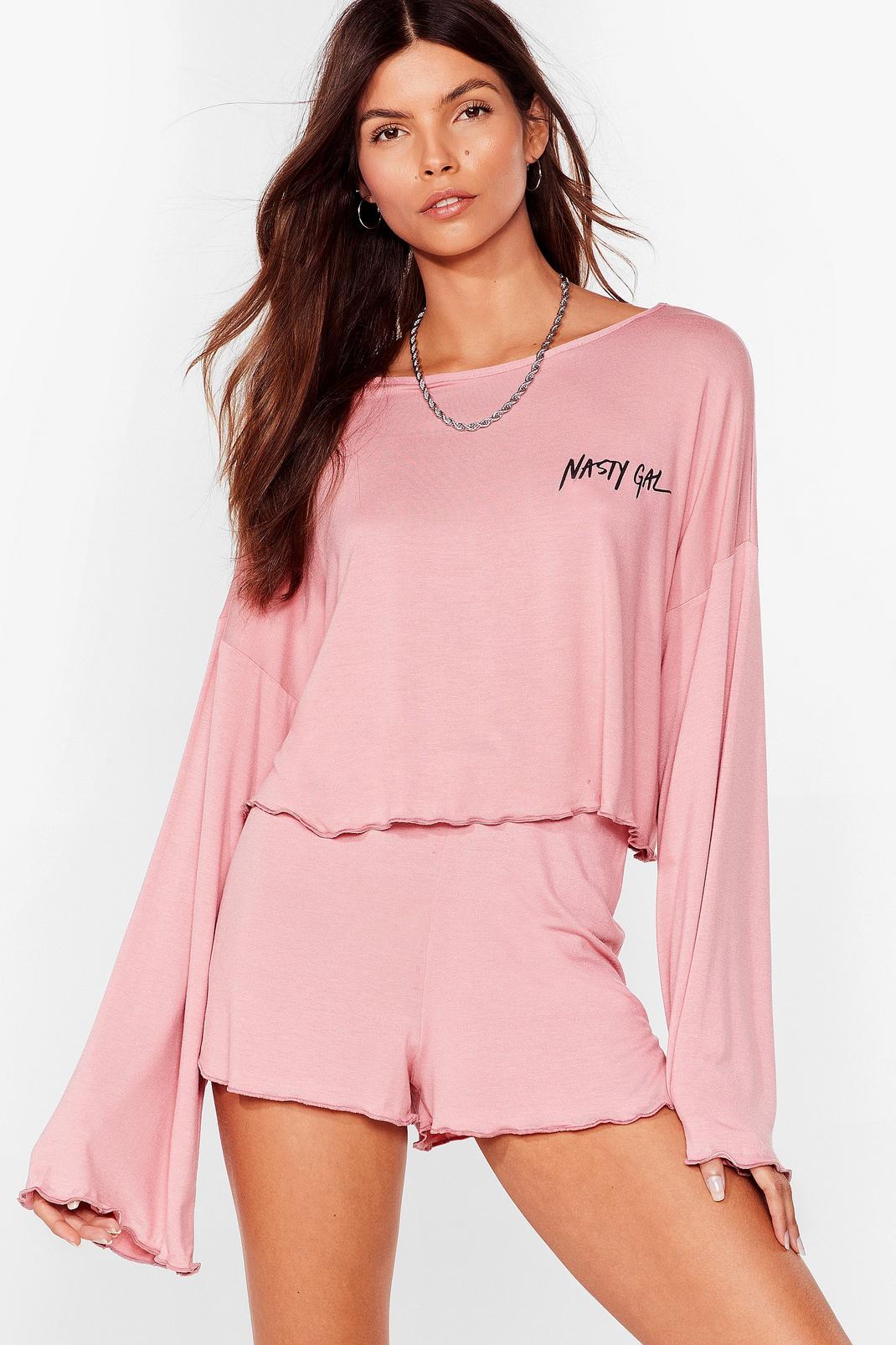 Nude Nasty Gal Top and Shorts Loungewear Set image number 1