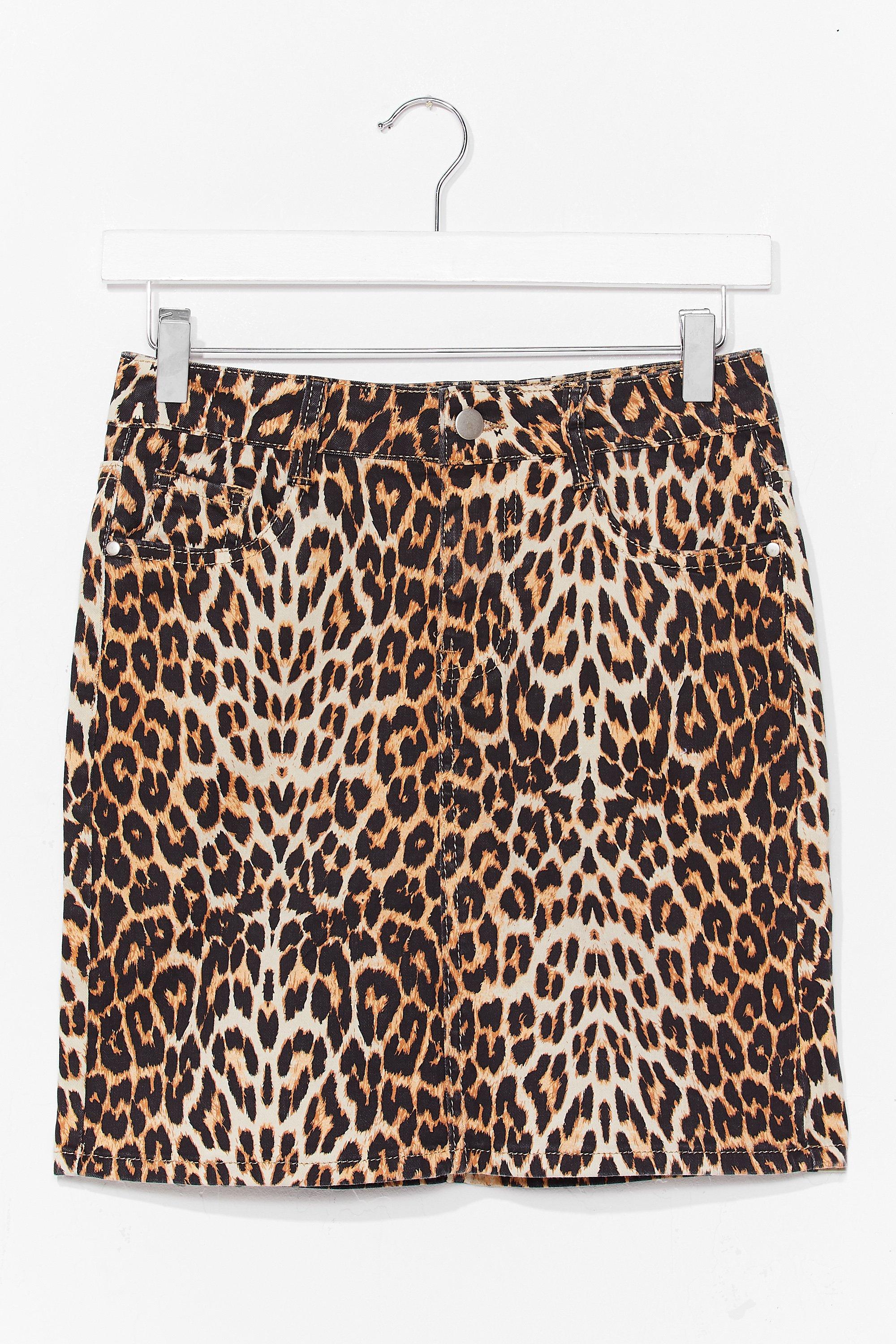 leopard denim mini skirt