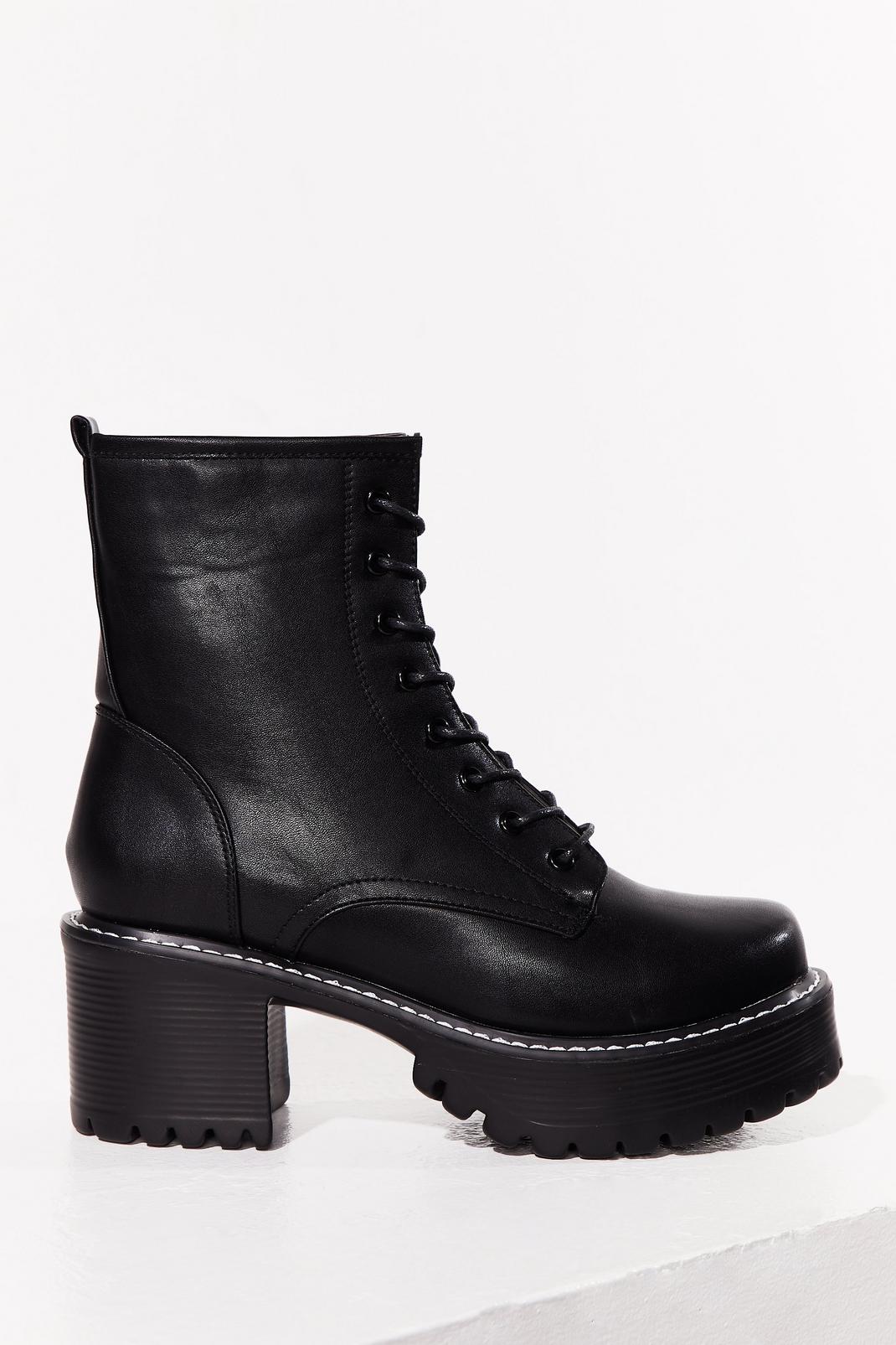 Walk Out Faux Leather Lace-Up Biker Boots image number 1