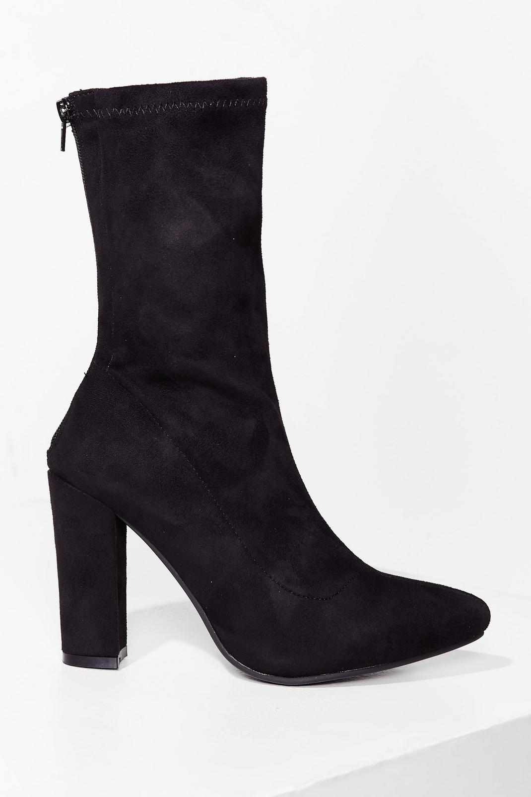 Sock It to 'Em Faux Suede Heeled Boots image number 1