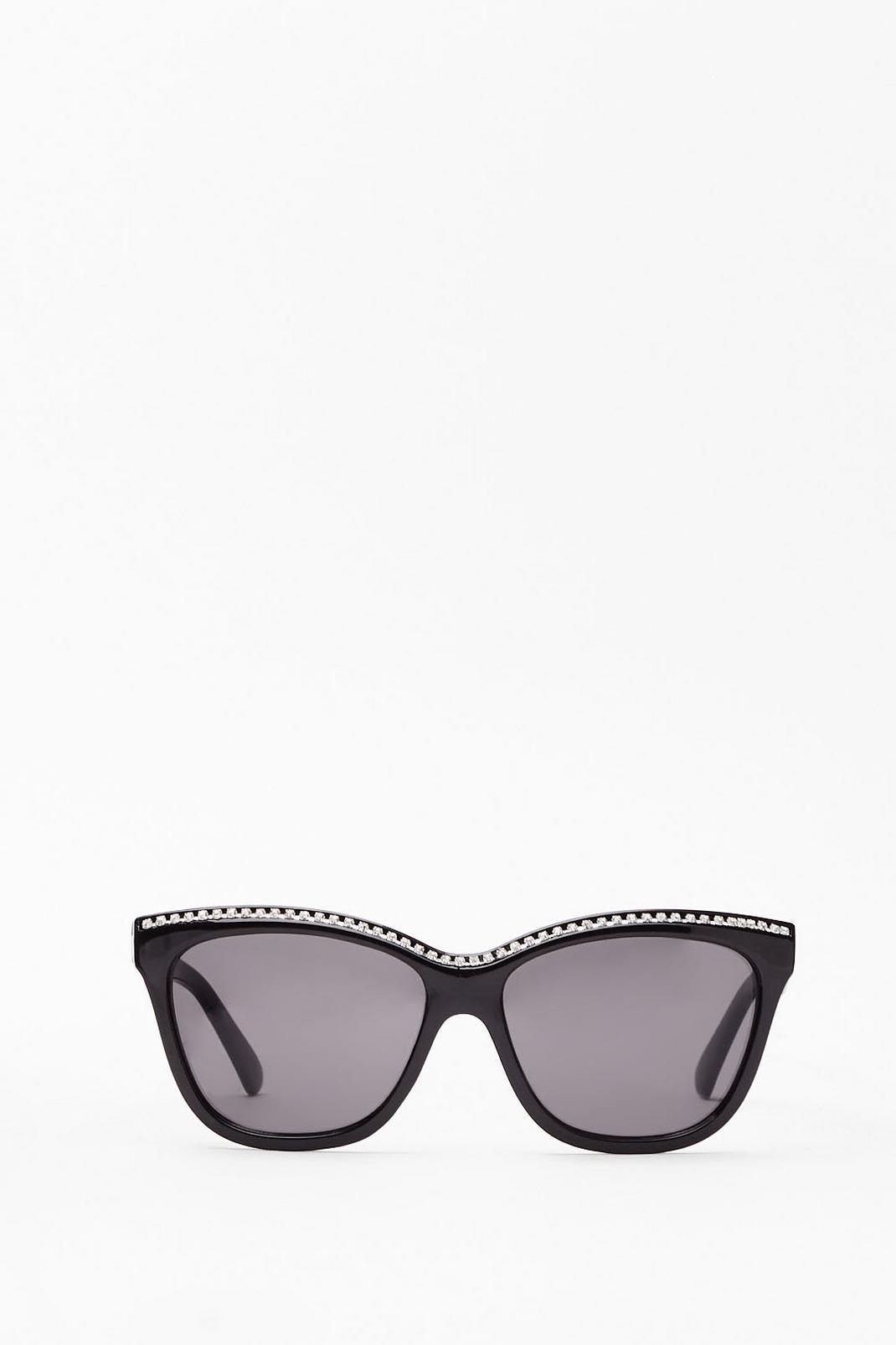 Black So Edgy Diamante Cat-Eye Sunglasses image number 1