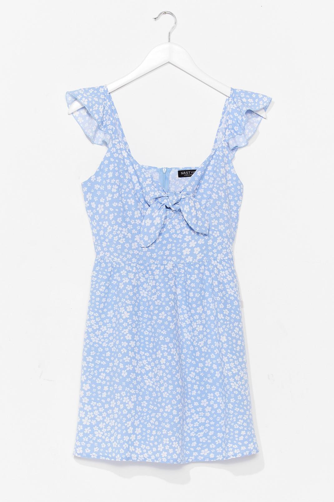 Baby blue Floral Scoop Neck Ruffle Mini Dress image number 1