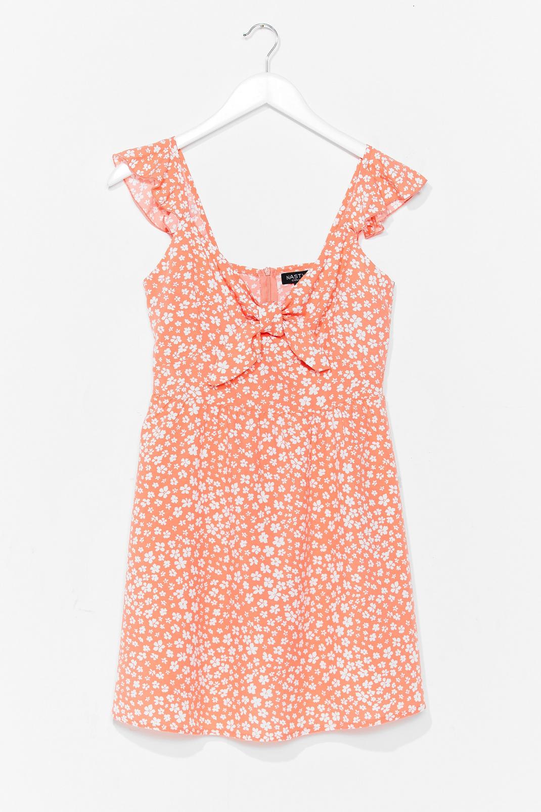 Coral Floral Scoop Neck Ruffle Mini Dress image number 1