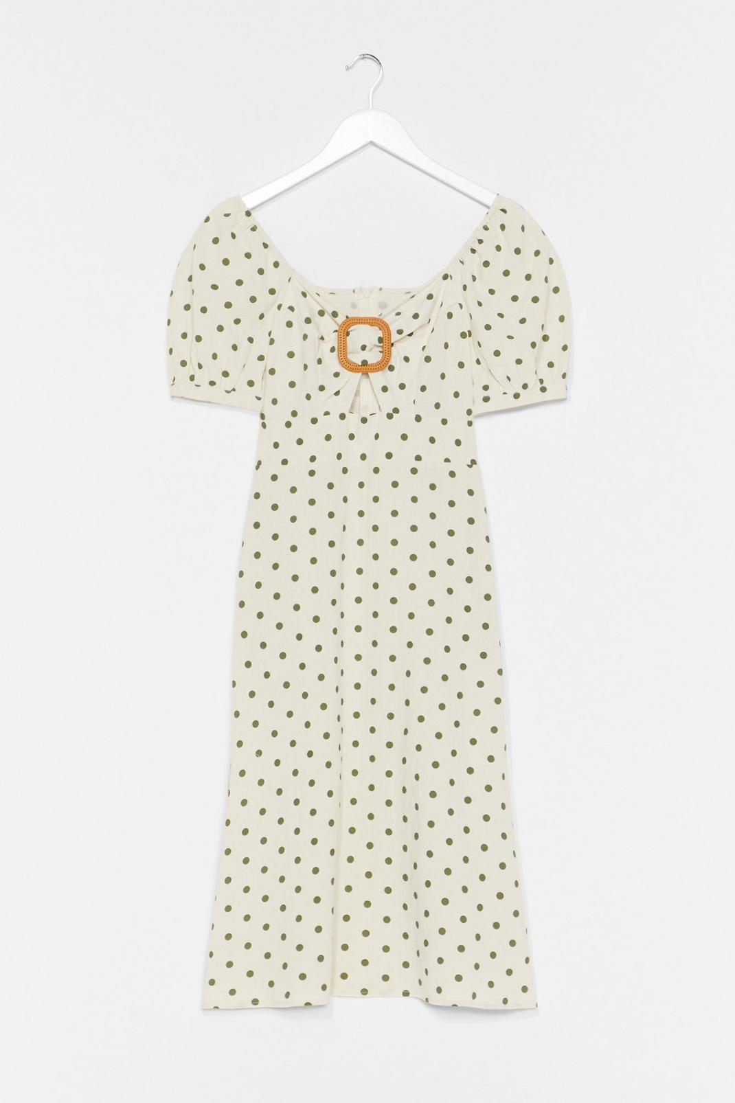 SPOTTY BUCKLE FRONT MIDI DRESS image number 1