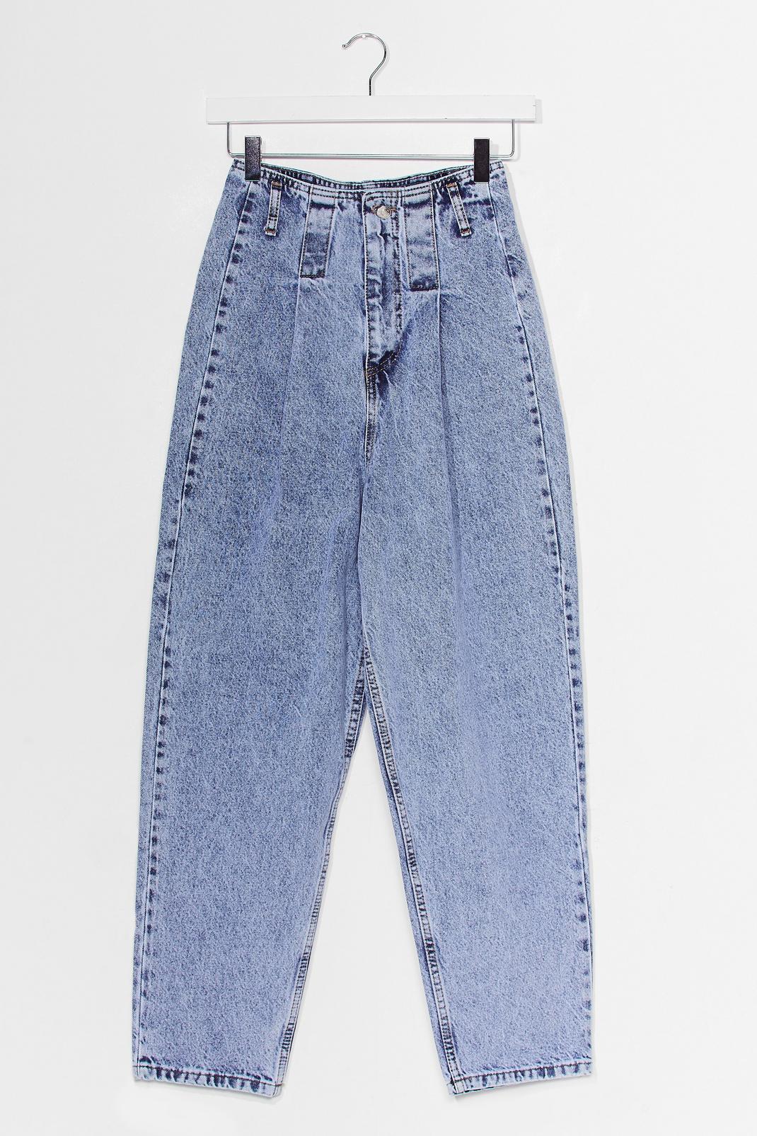 Blue High Waisted Pleated Mom Jeans image number 1