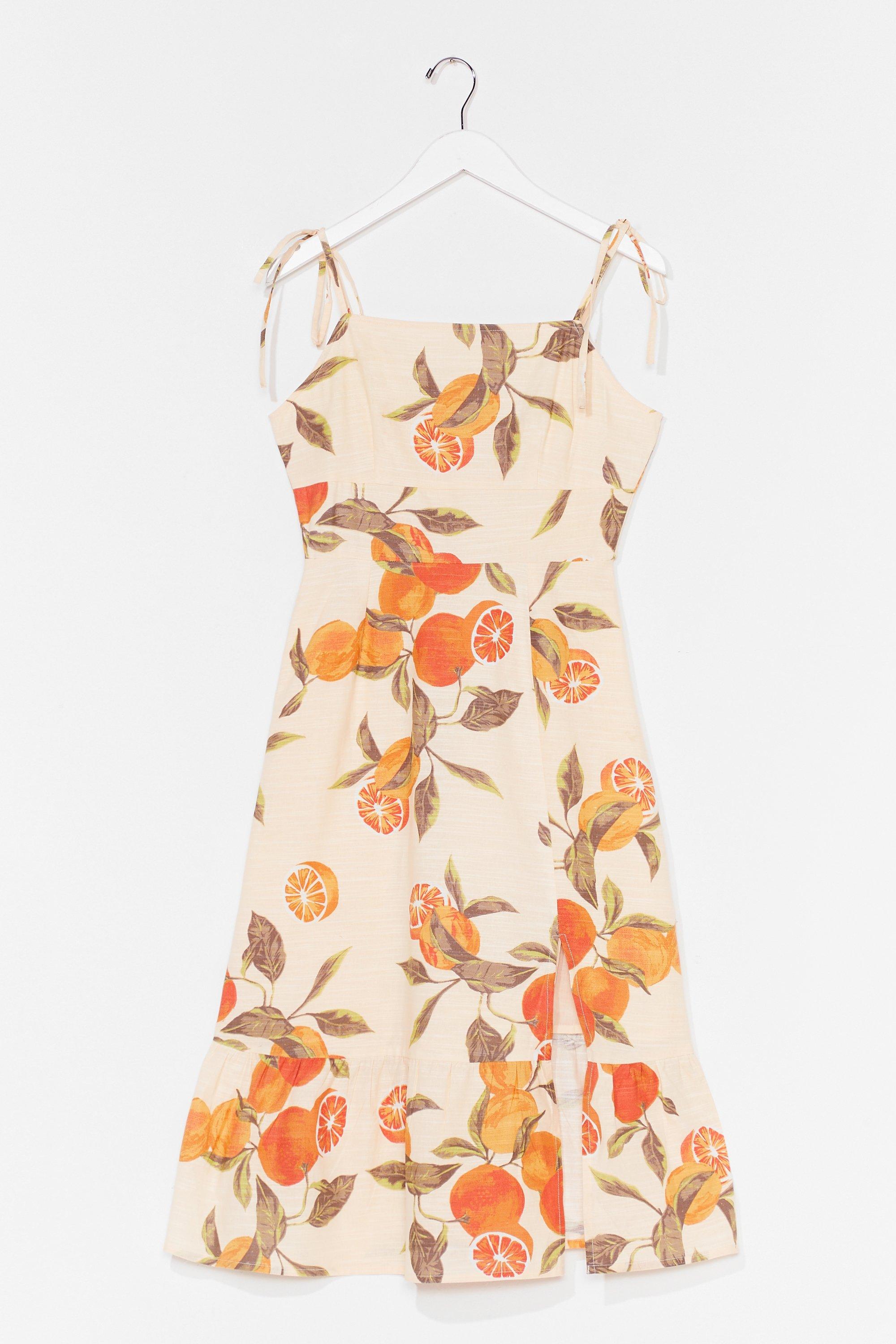 orange print dress