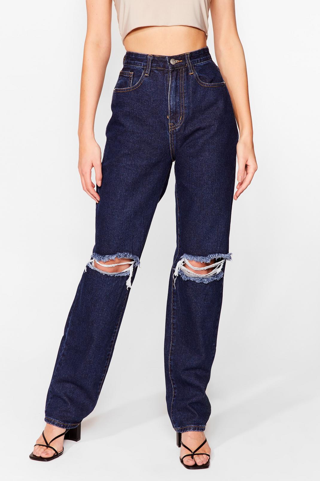 Indigo Don't Distress Me Out Straight Leg Jeans image number 1