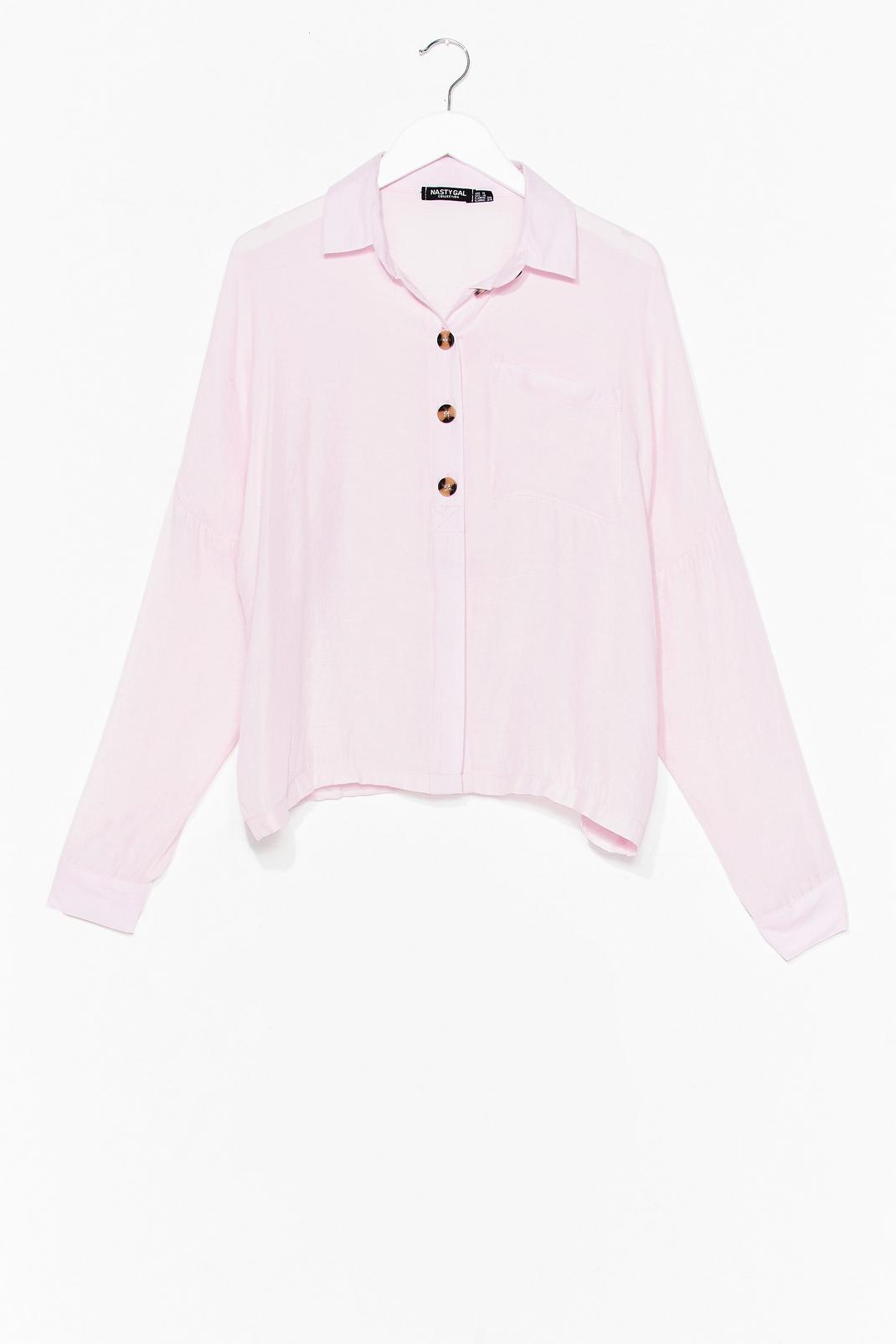 Chemise ample à revers en pointe et poche, Pink image number 1