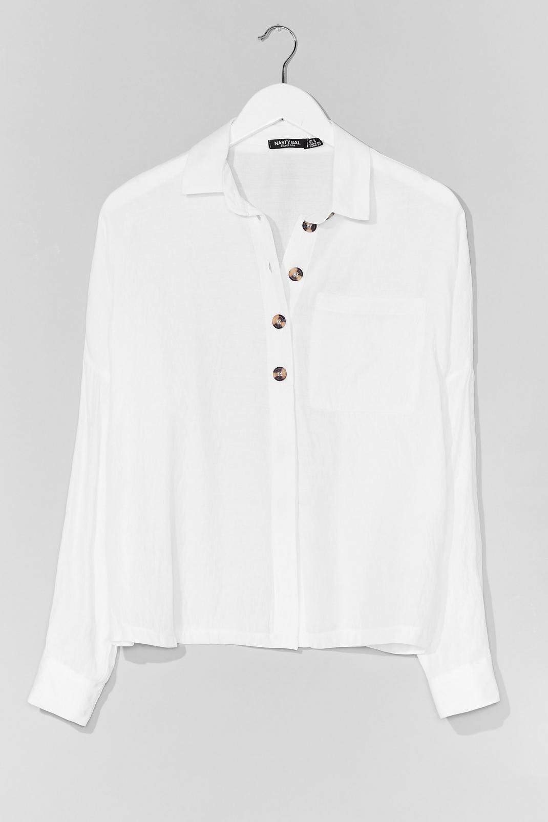 Chemise ample à revers en pointe et poche, White image number 1