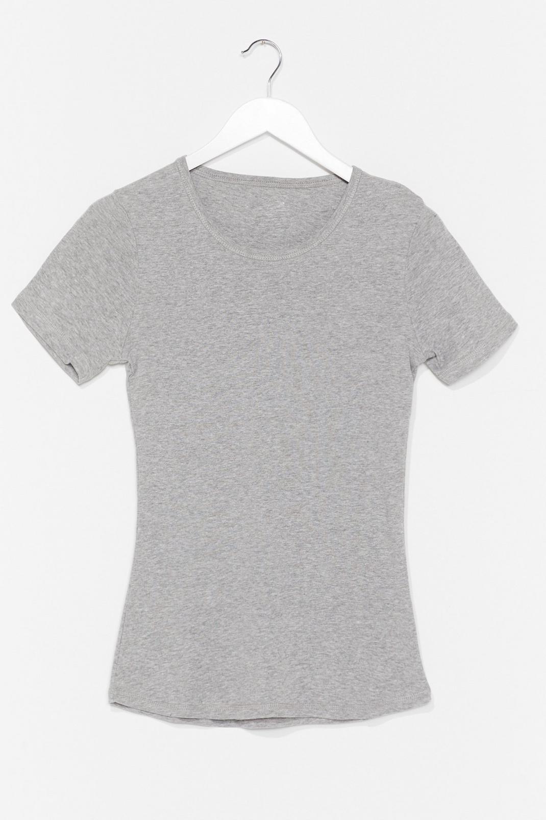 Grey Crew Neck Fitted T-Shirt image number 1