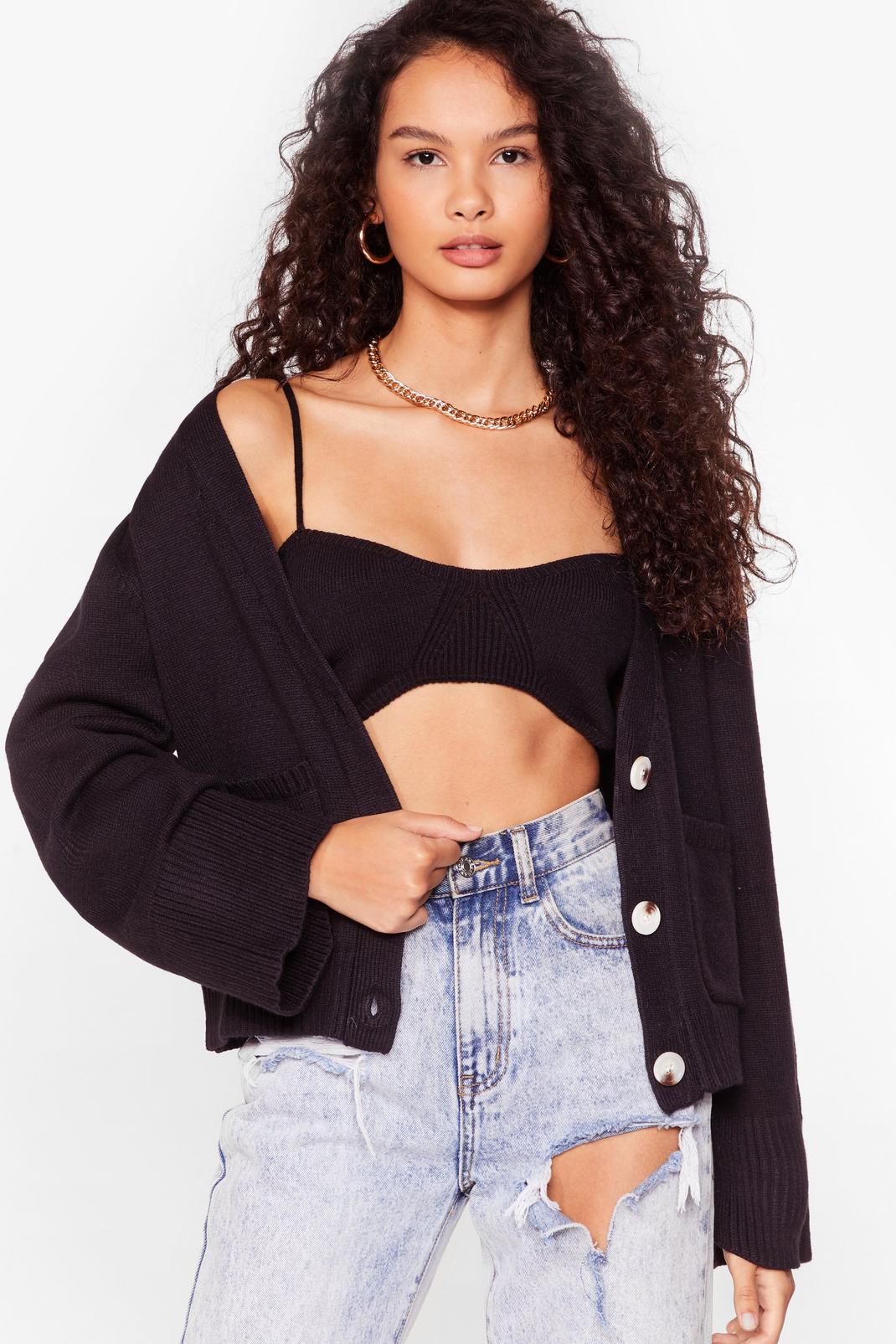 Strike a Match Knit Crop Top and Cardigan Set image number 1
