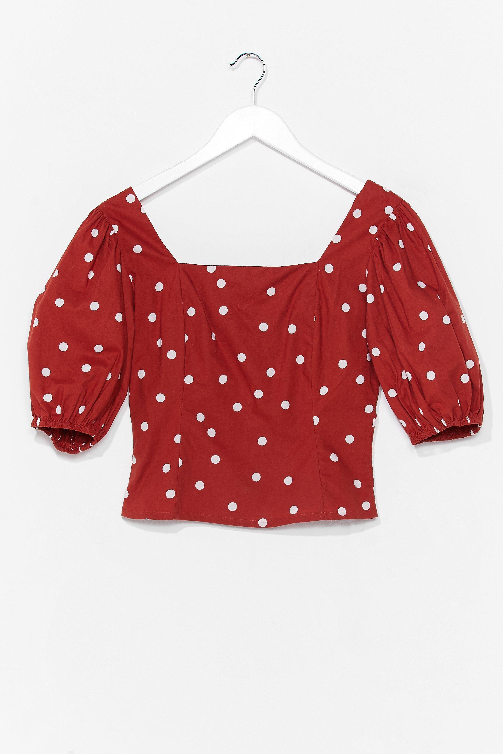 puff sleeve polka dot top