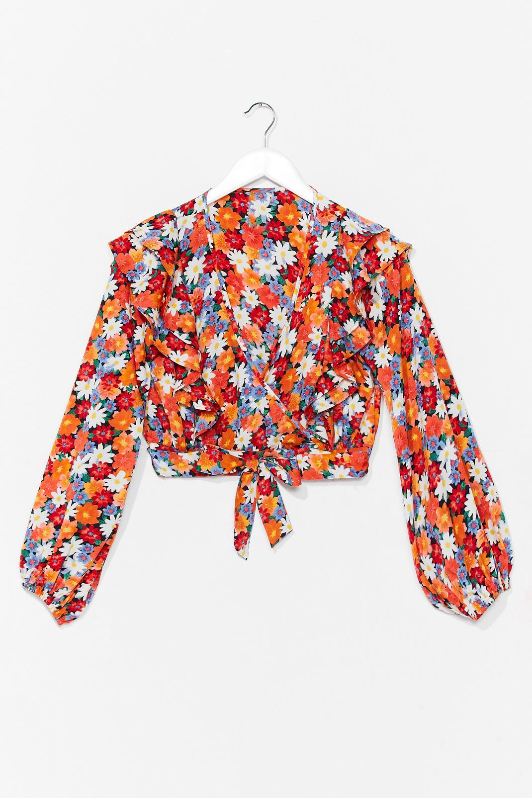 Growing On Me Floral Cropped Blouse image number 1