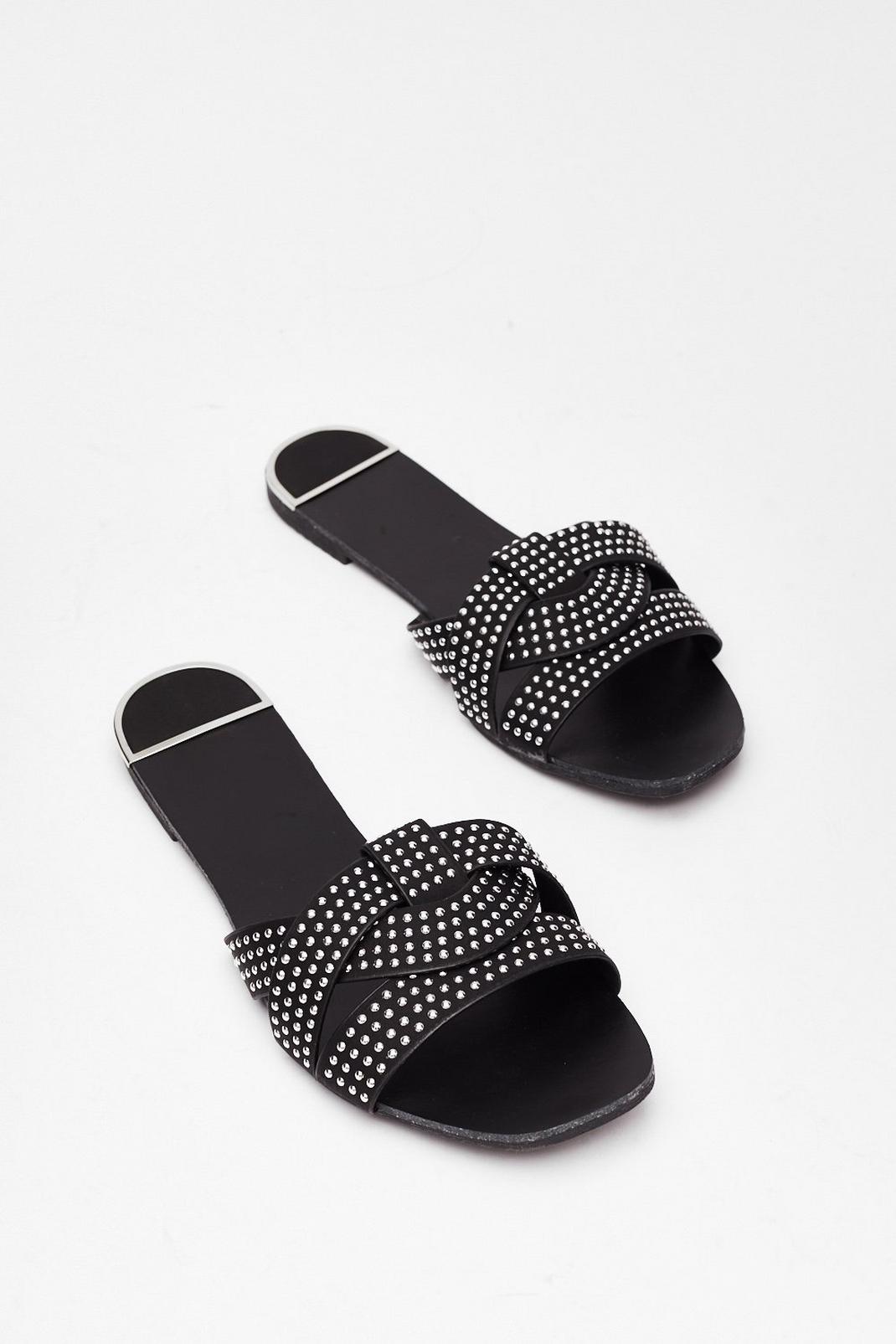 Stud Never Look Back Faux Leather Flat Sandals image number 1