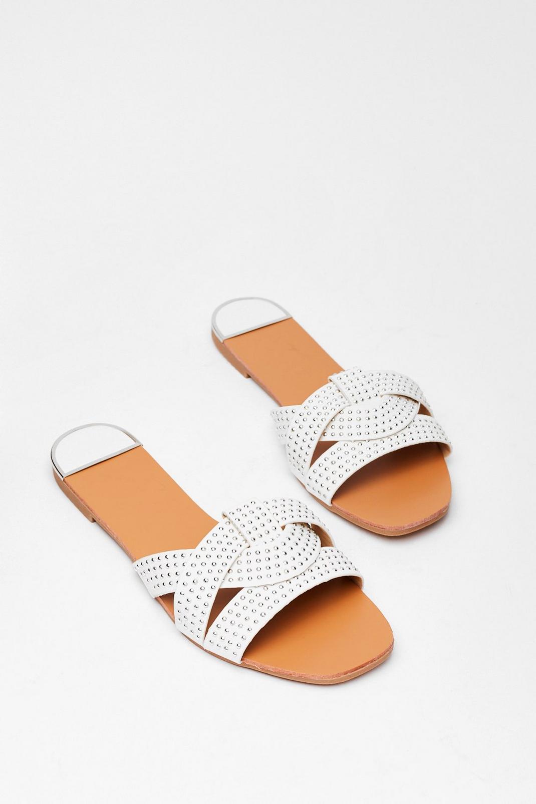 Stud Never Look Back Faux Leather Flat Sandals image number 1