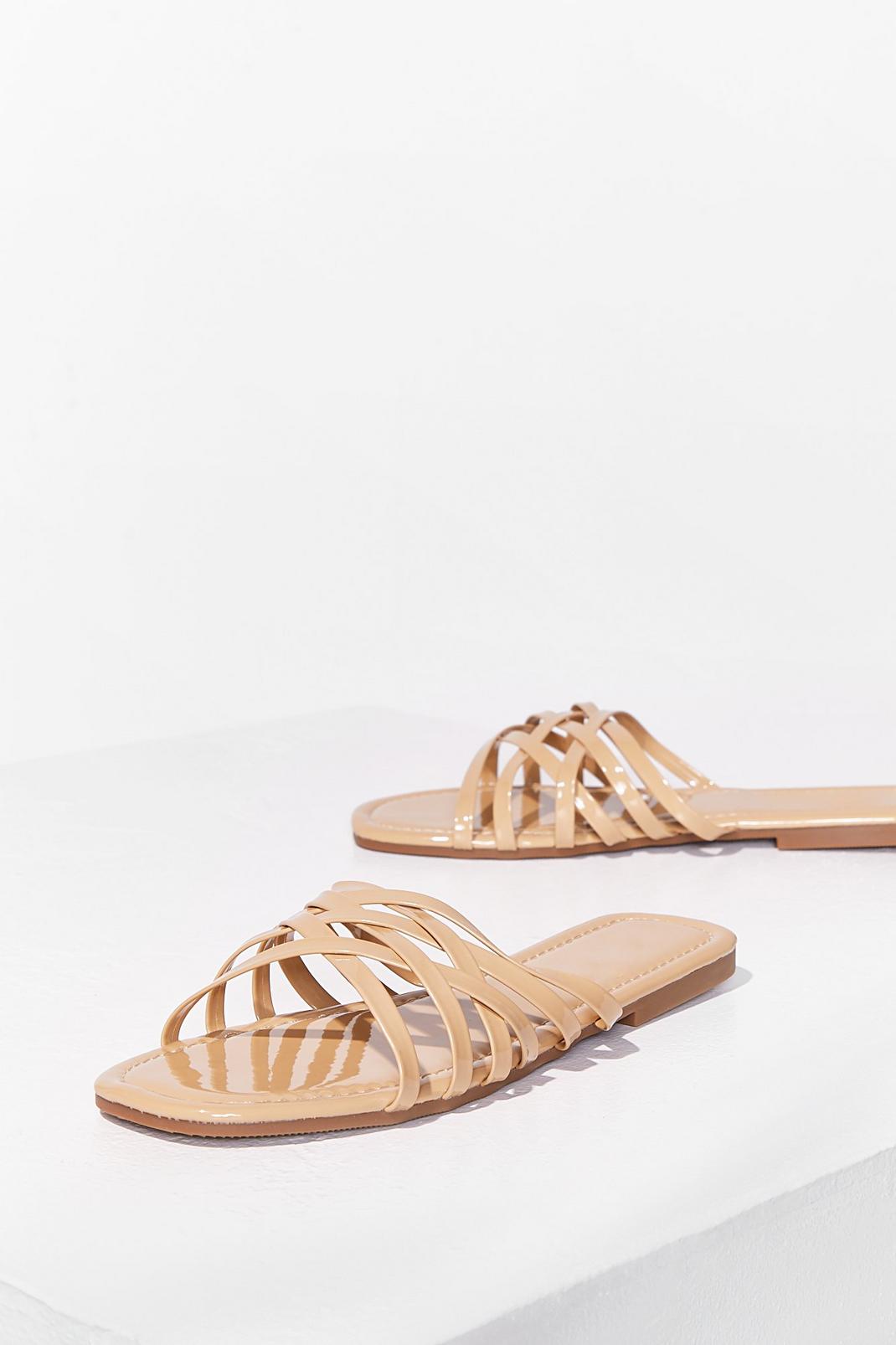 Who's Slide Are You On Faux Leather Flat Sandals image number 1