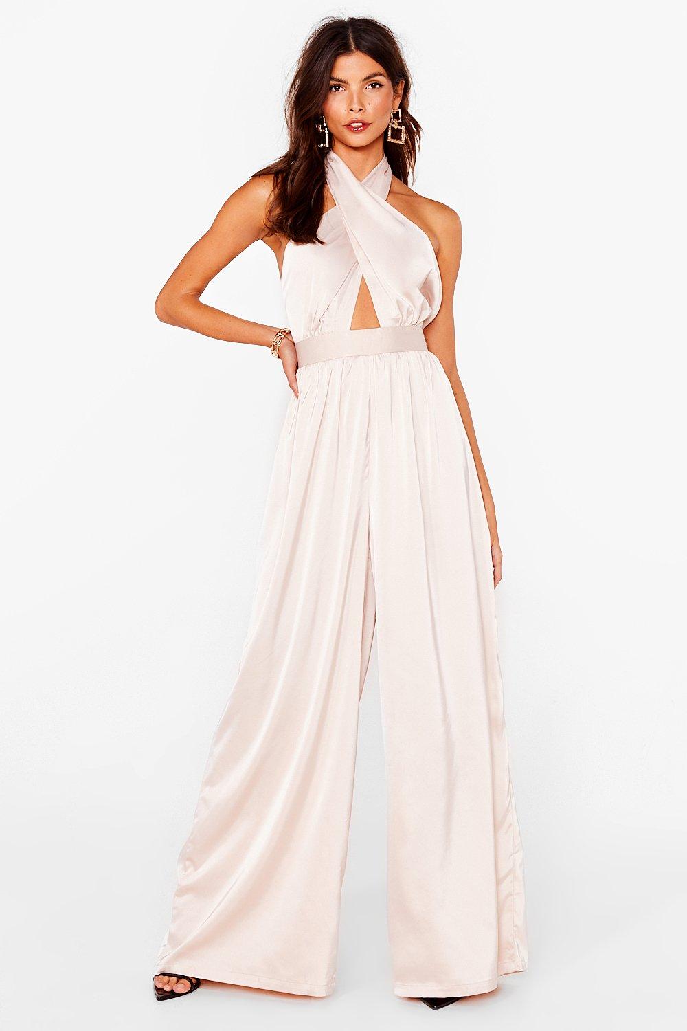 satin white jumpsuit