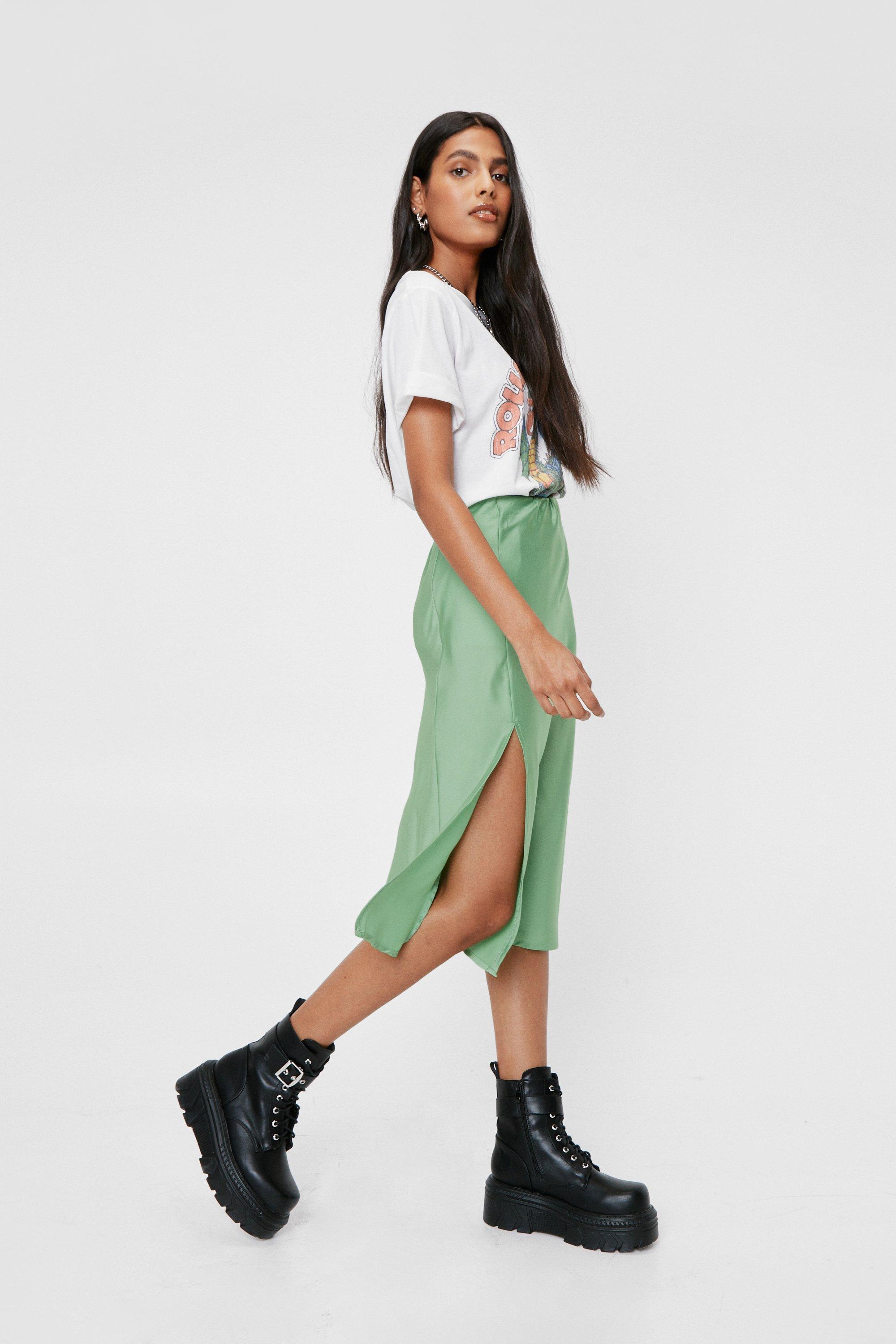 Satin midi shop skirt nasty gal