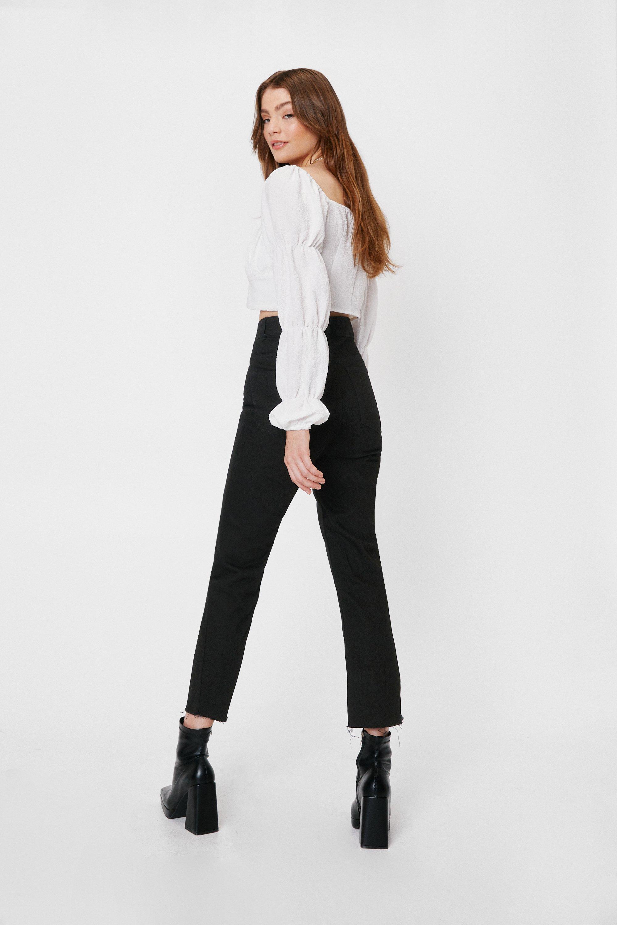 Cropped High Waisted Mom Jeans