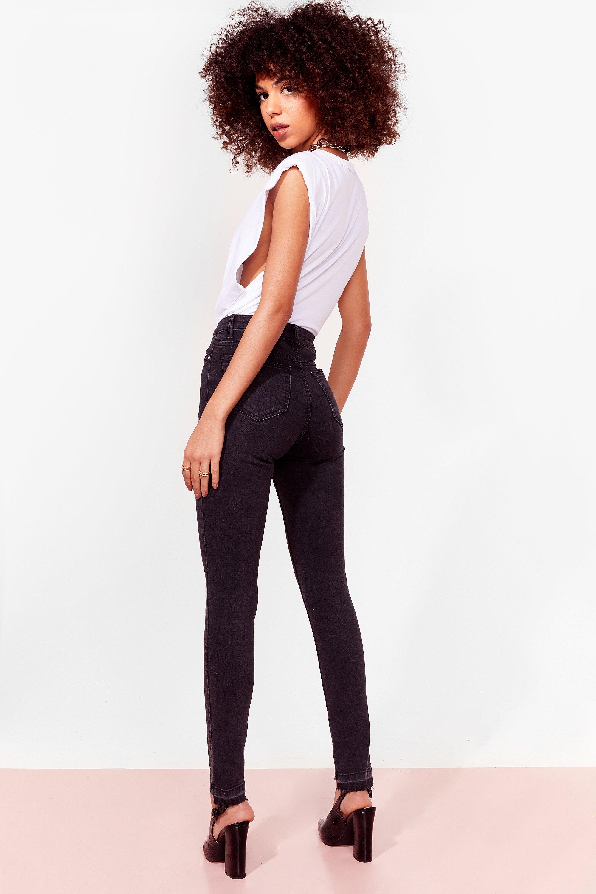 Raw hem best sale black skinny jeans