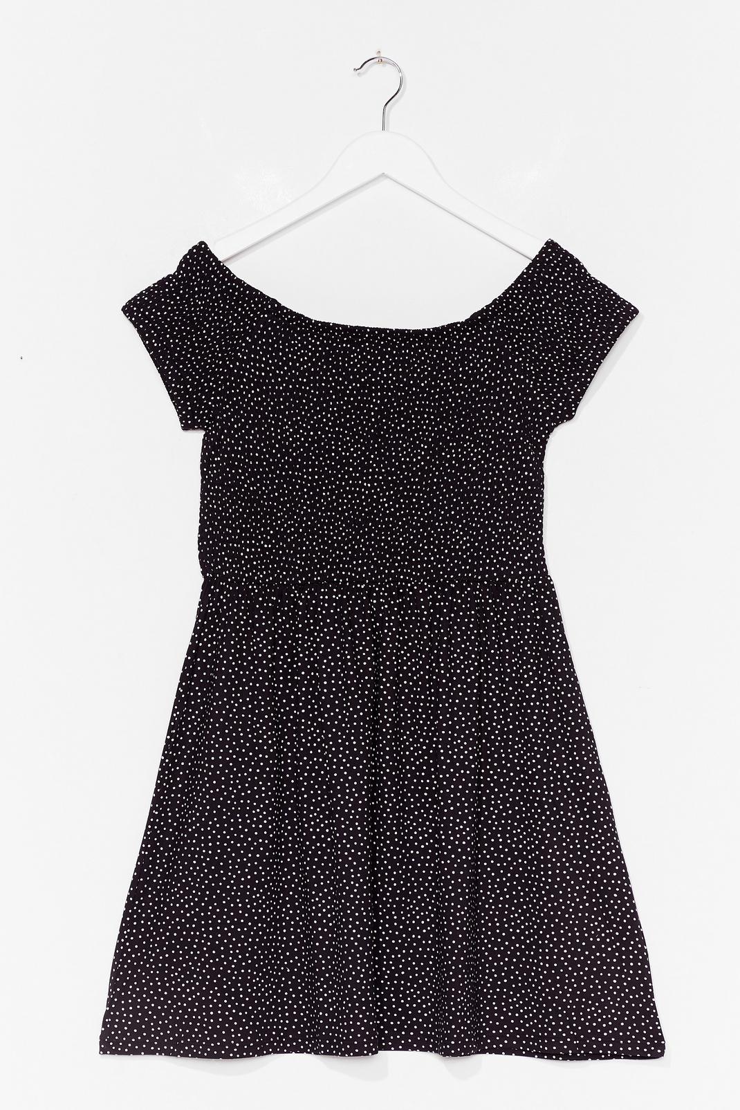 Black Spot Stuff Off-the-Shoulder Mini Dress image number 1