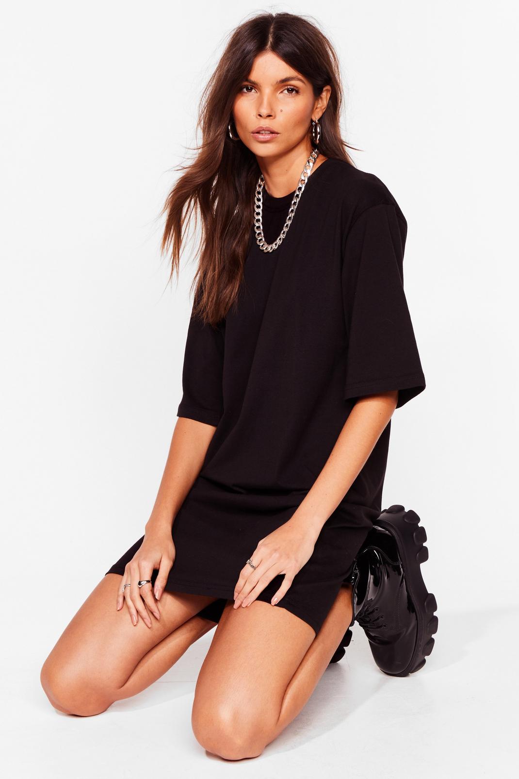 Black Relaxed Mini T-Shirt Dress image number 1