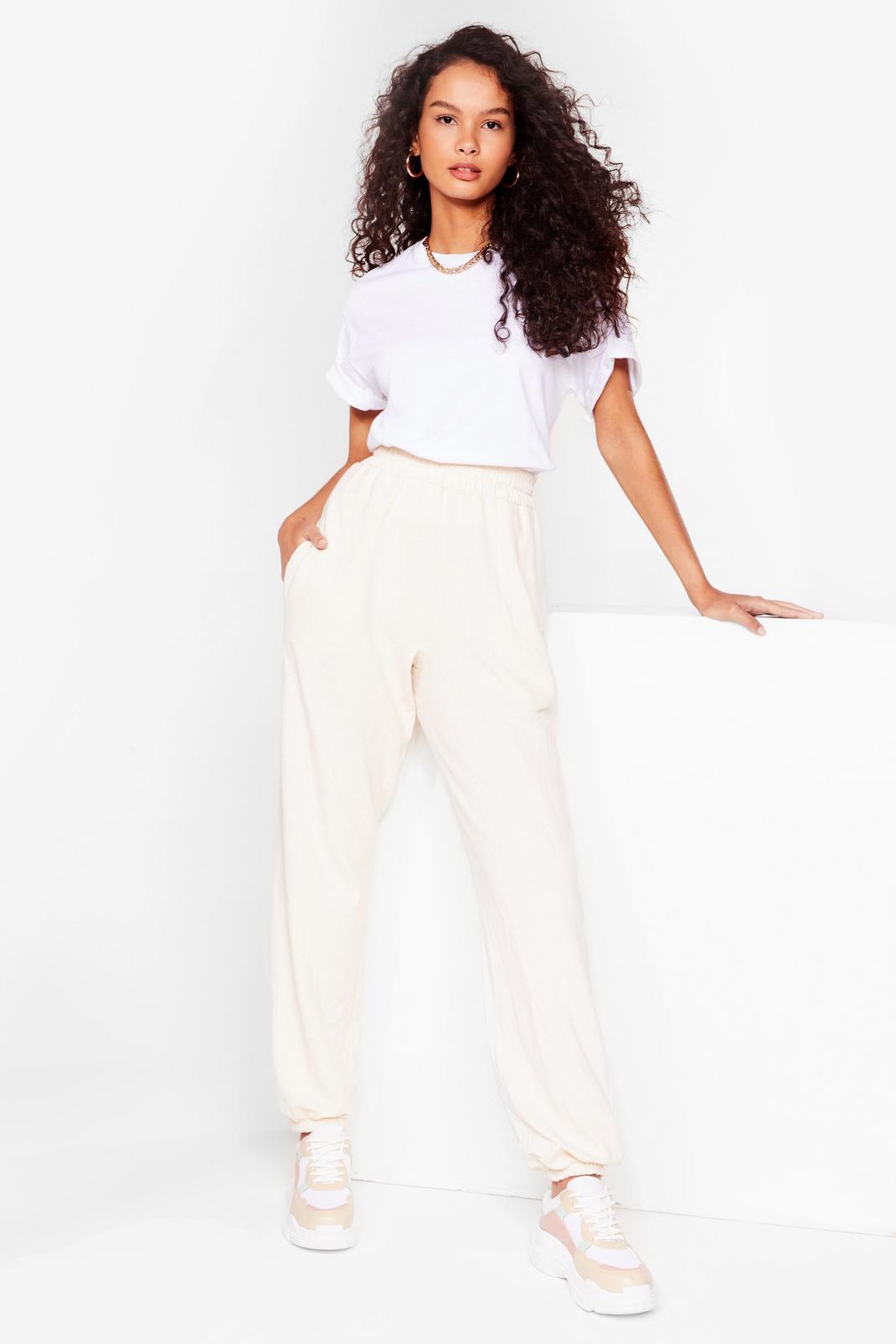 Cream Run It High-Waisted Relaxed Joggers image number 1