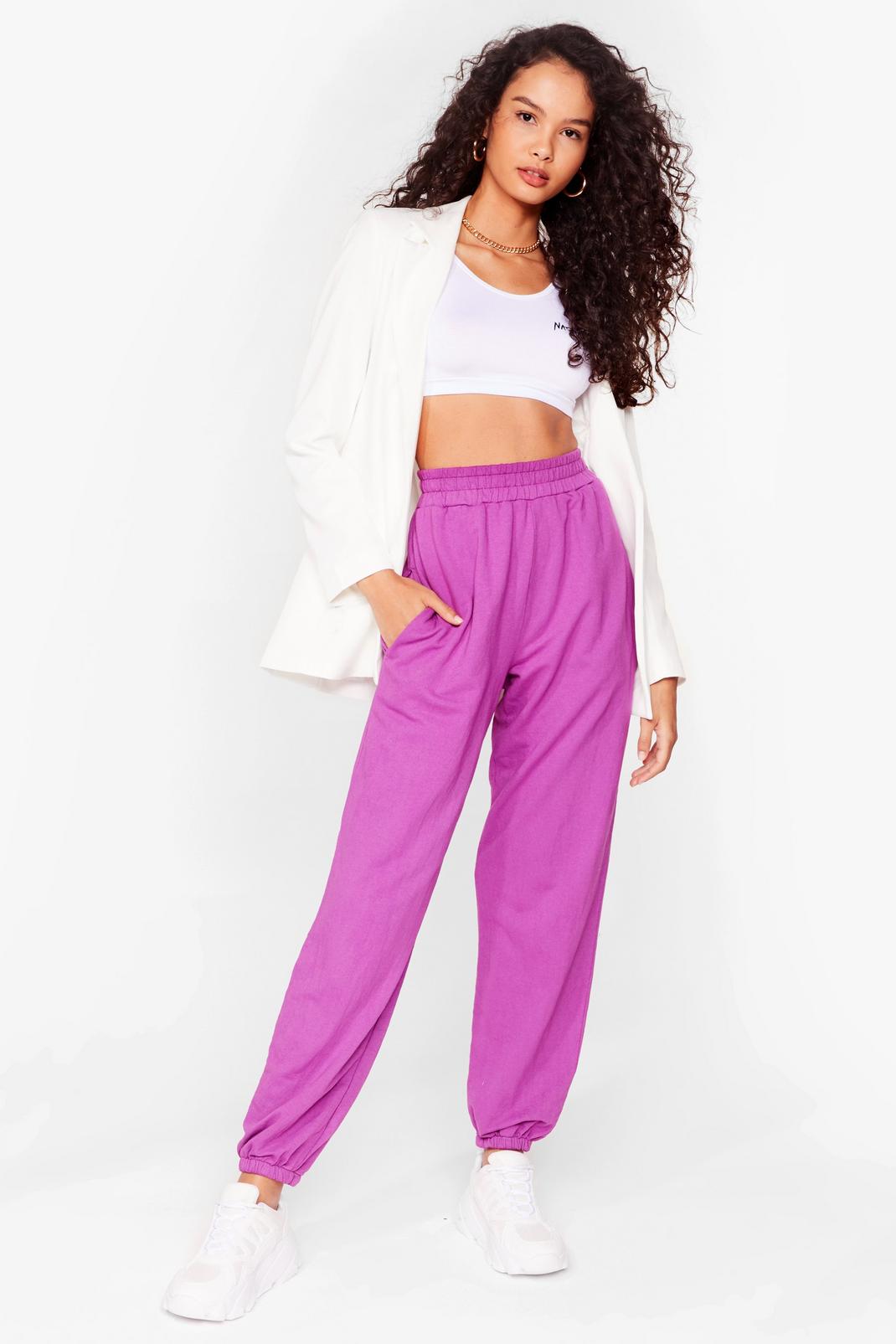 Purple Oversized High Waisted Joggers image number 1