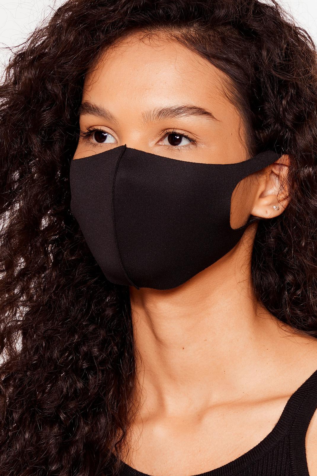 Black Neoprene Structured Fashion Face Mask image number 1