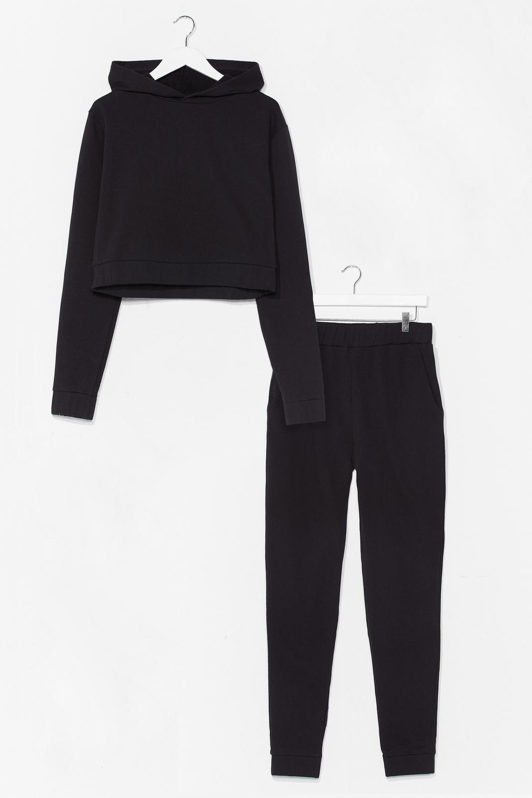 Black Matching Hoodie and Sweatpants Set image number 1