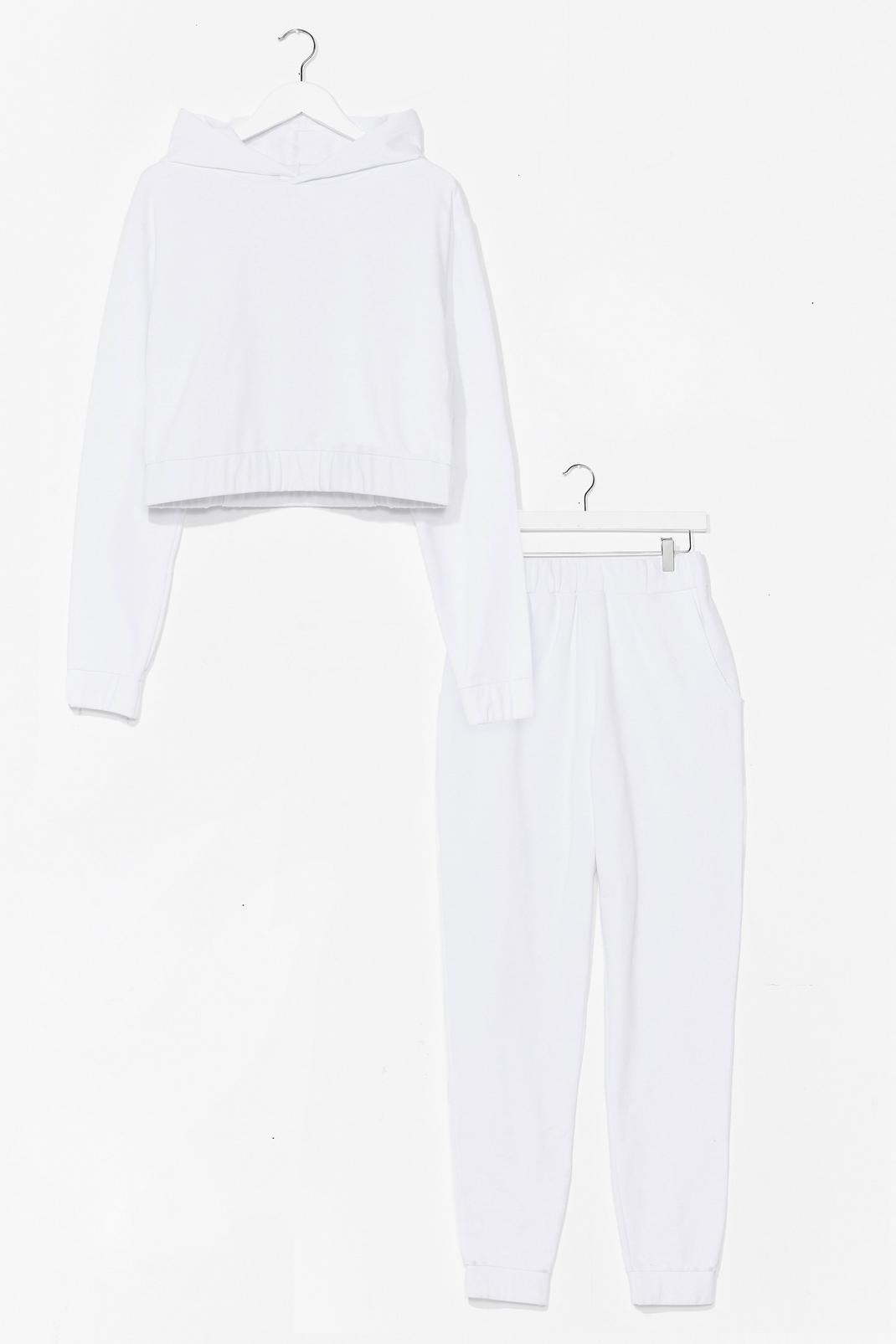 White Matching Hoodie and Sweatpants Set image number 1