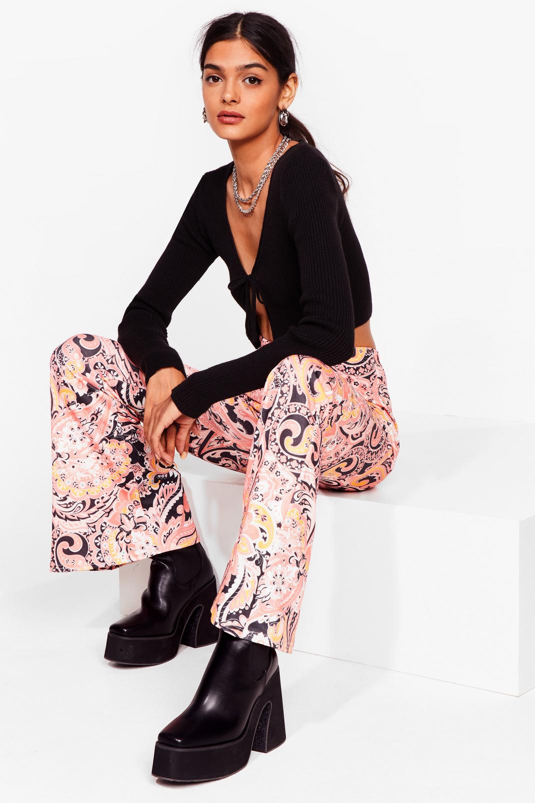 Paisley No Attention High-Waisted Flare Pants image number 1