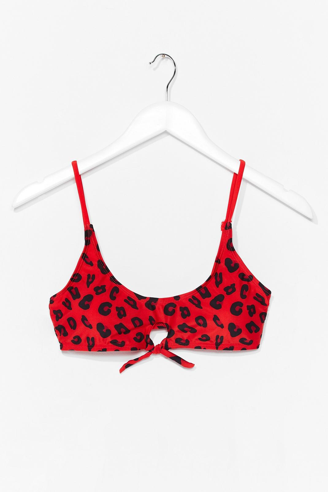 Red Leopard Print Crop Bikini Top image number 1